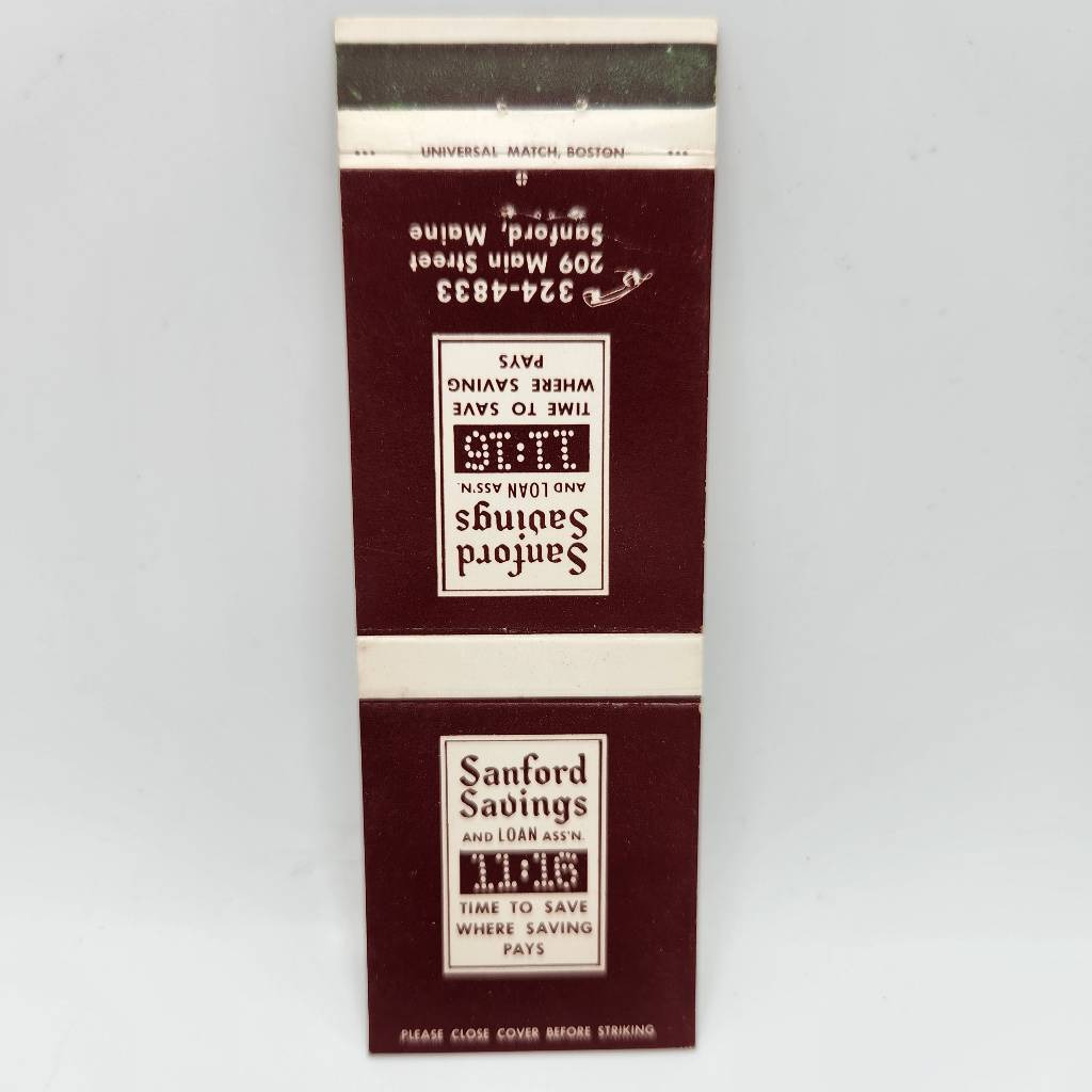 Vintage Matchcover Sanford Savings and Loan Association Sanford Maine