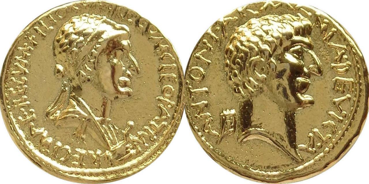 Cleopatra and Marc Antony, A Famous Romance, Roman REPLICA REPRODUCTION COIN GP