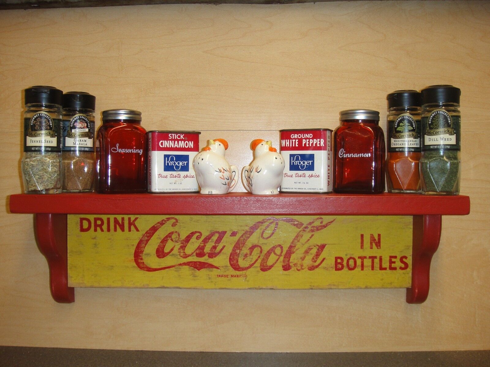 Coca-Cola Wooden Wall Display Shelf -  crafted from original 1960\'s soda cases