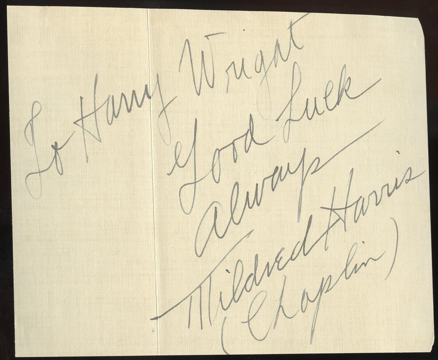 Mildred Harris d1944 signed autograph 4x4 Cut Actress & Wife of Charlie Chaplin