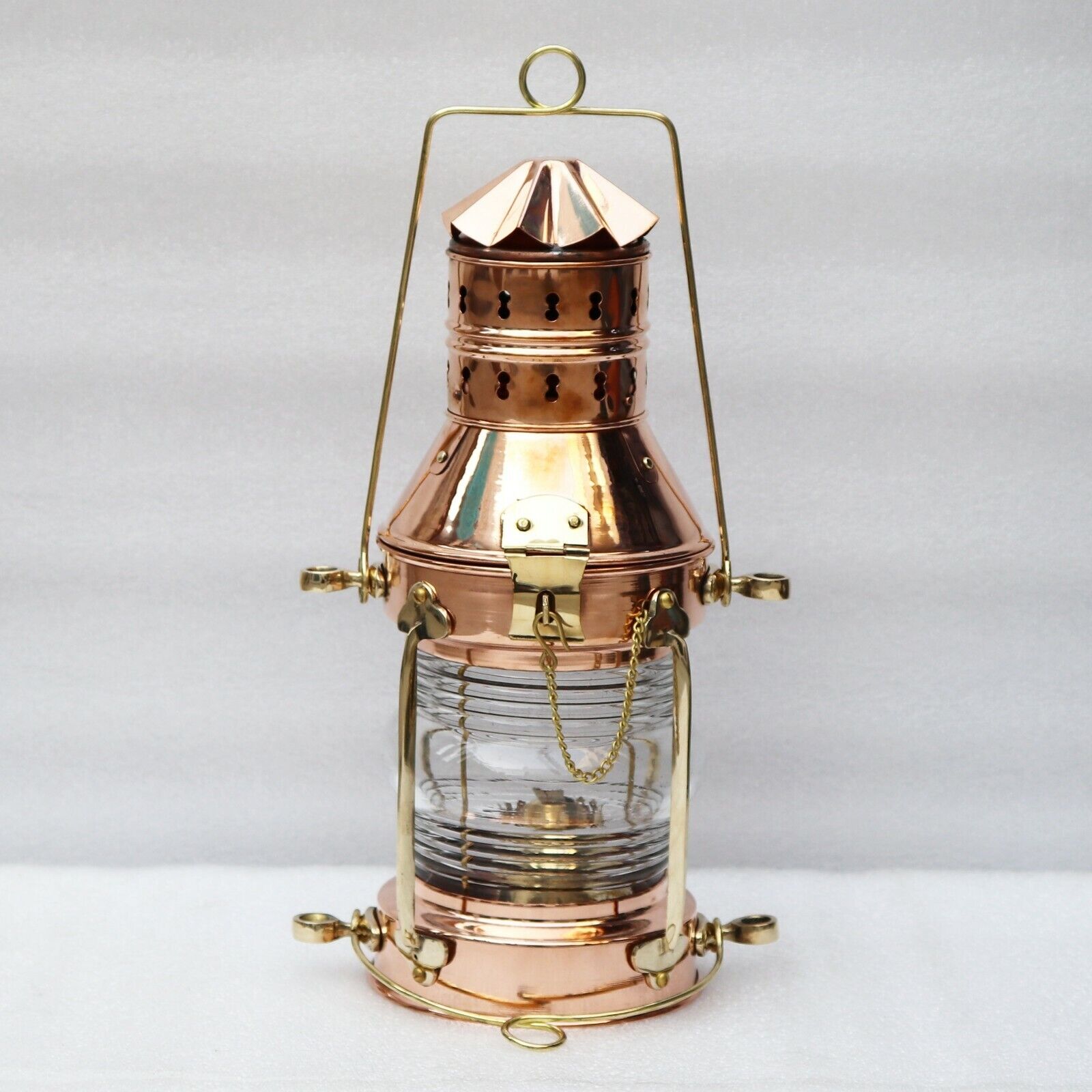 Antique Brass Copper Ship Oil Lantern Hanging Lamp Collectible Decor Item