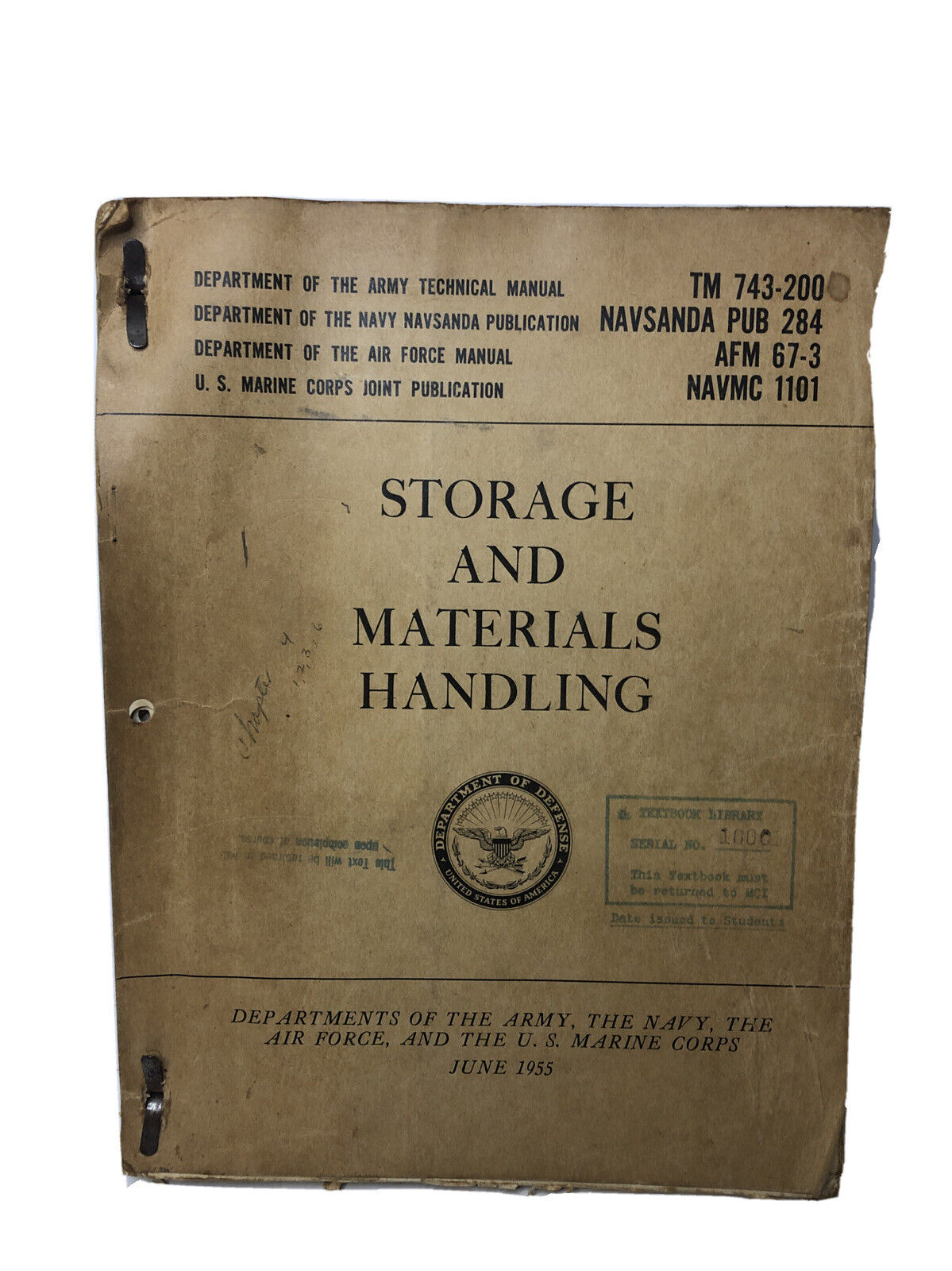 Storage And Materials Handling June 1955  Army Navy Air Force Marine Corp