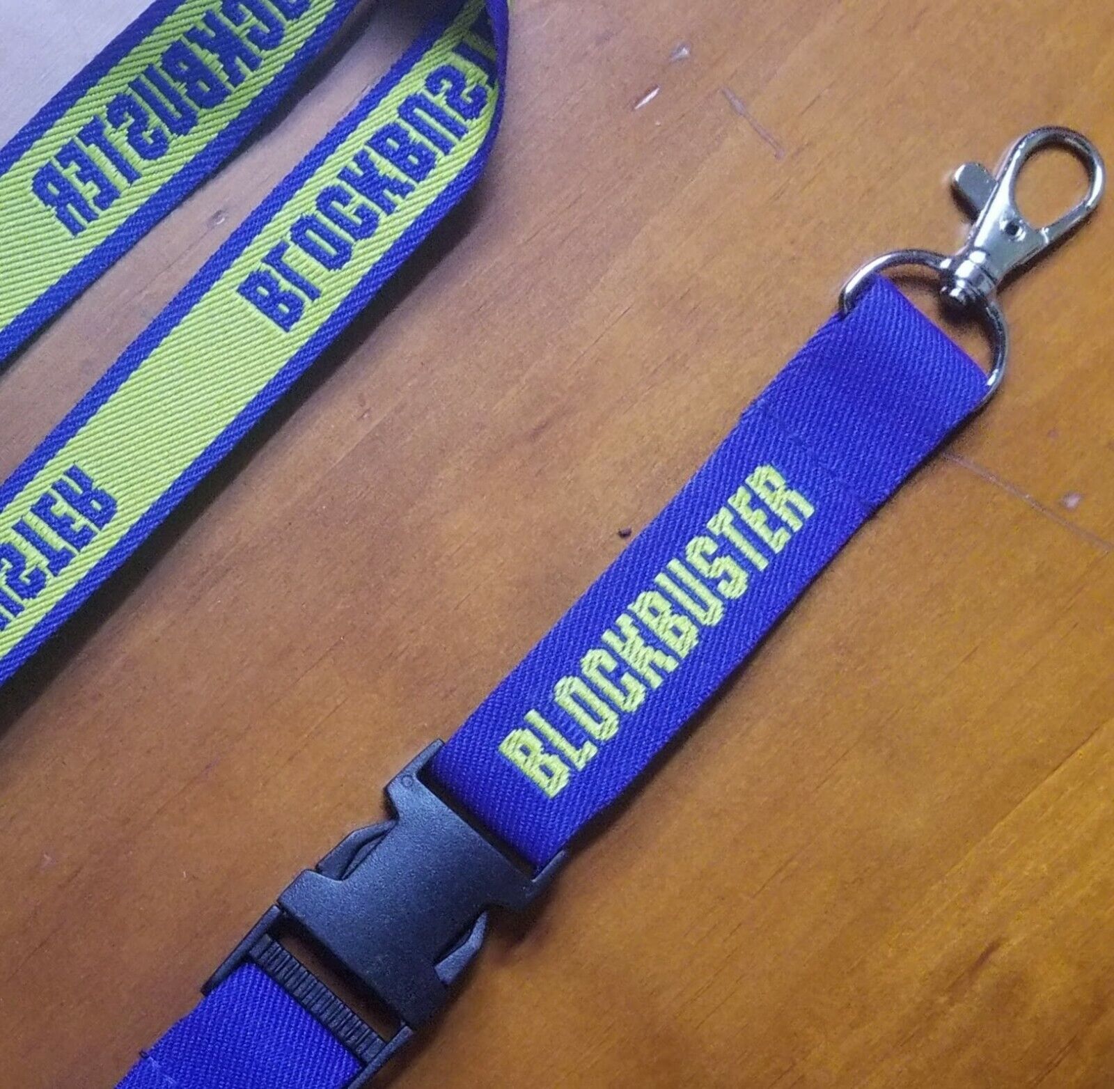 Lanyard Blockbuster Video 90s Retro Blue Yellow Keychain Necklace Key Holder