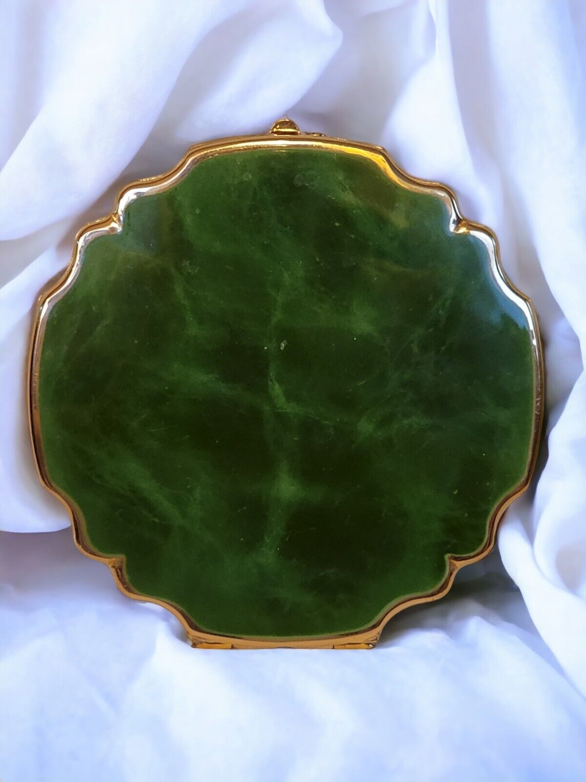 STRATTON JADE GREEN MARBLED MIRROR COMPACT