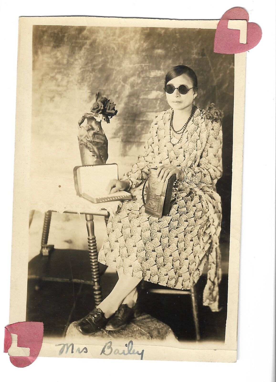Vintage Rare RPPC Photo Blind Woman Reading Braille 1920s Women Photo