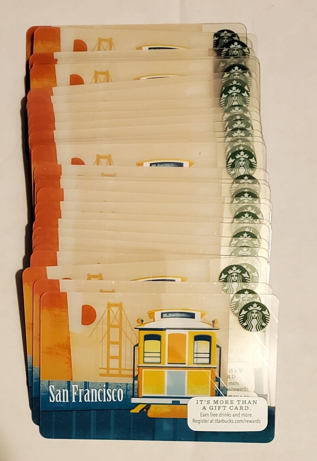 Lot Of 25 Starbucks SF San Francisco Trolley Cable Car Gift Cards City Bridge
