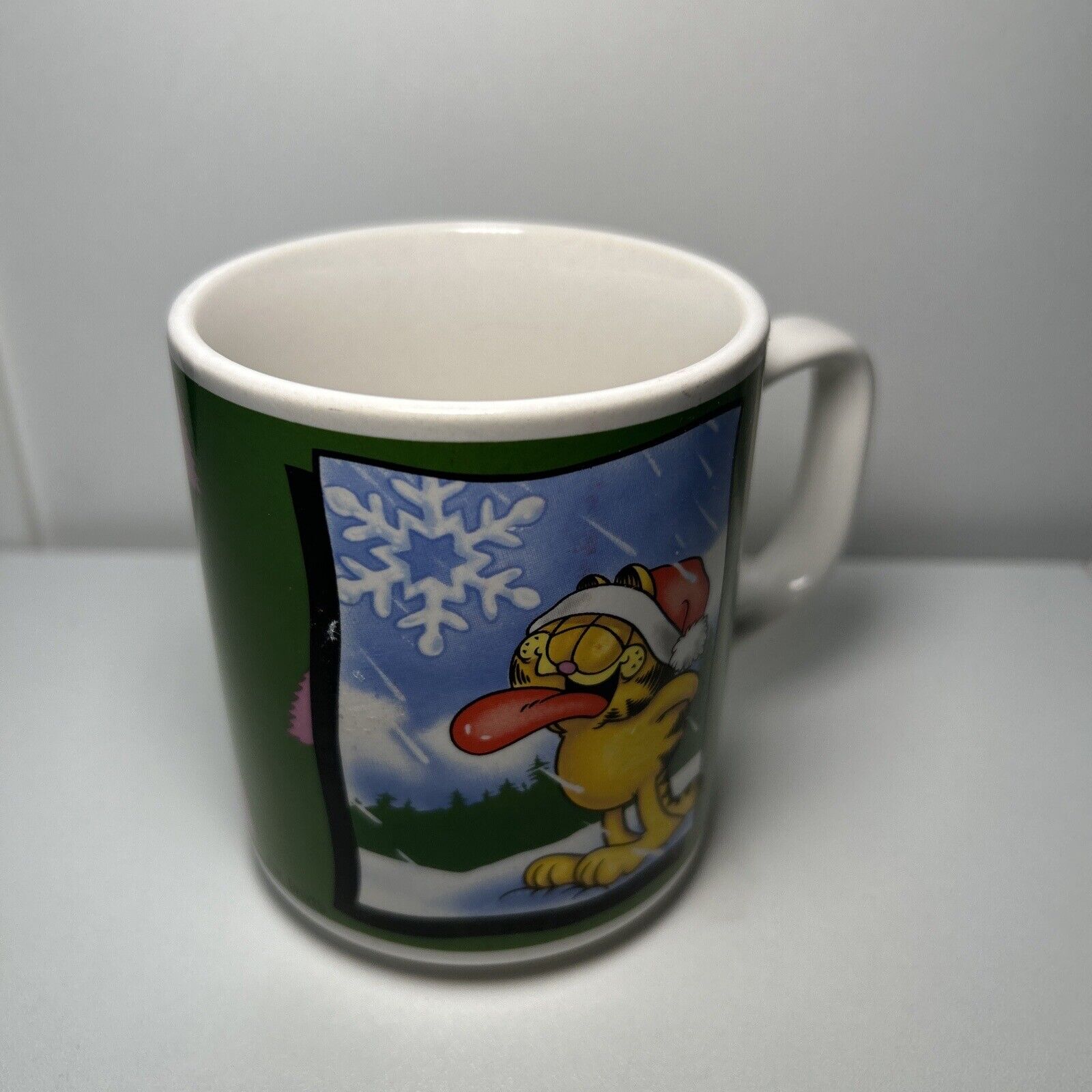 Vintage Garfield Christmas Mug 1978 Jim Davis Snow Burger Trees
