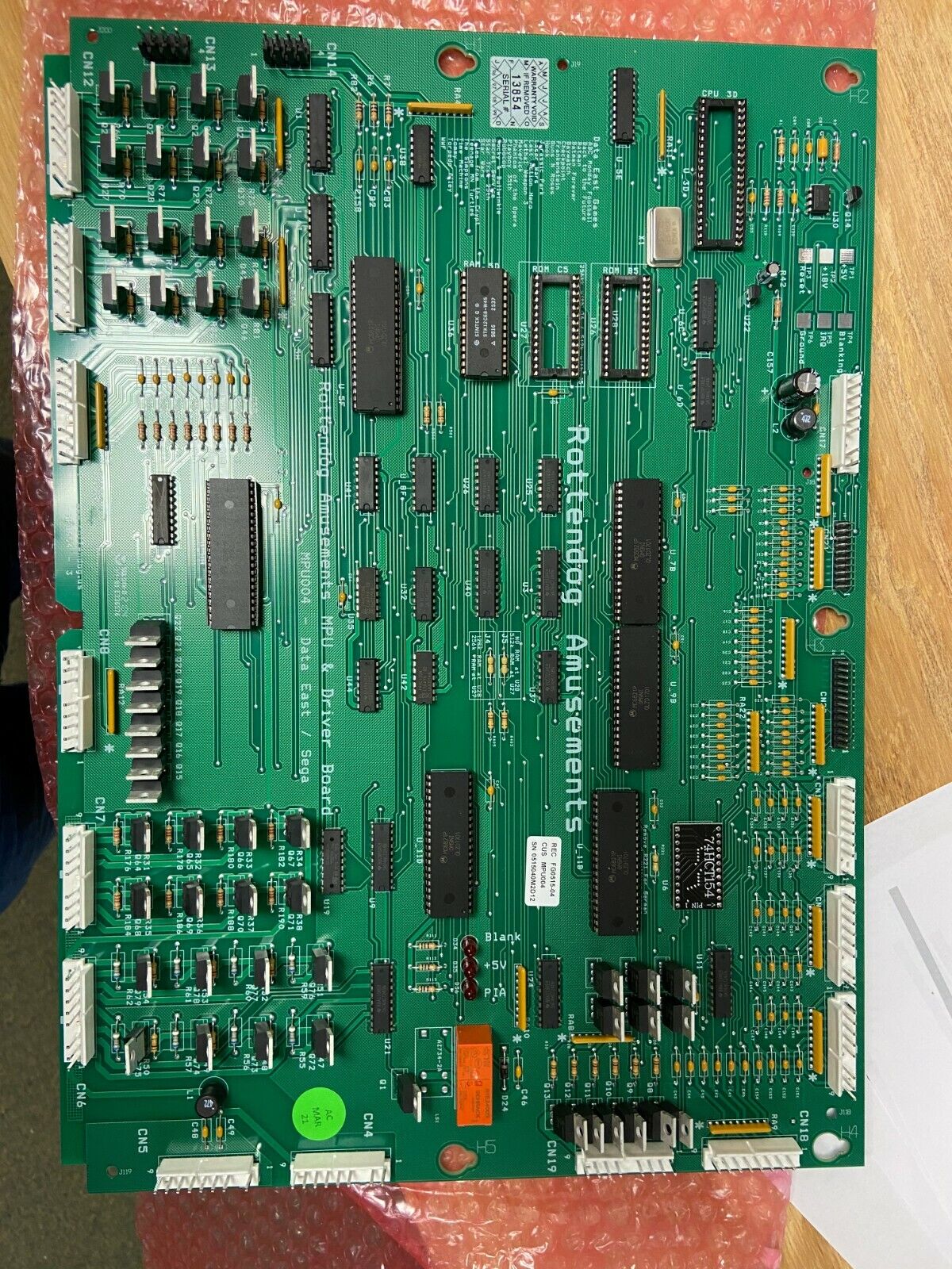 MPU004 New Replacement 520-50003-01 Data East/Sega Pinball Machine. Made in USA