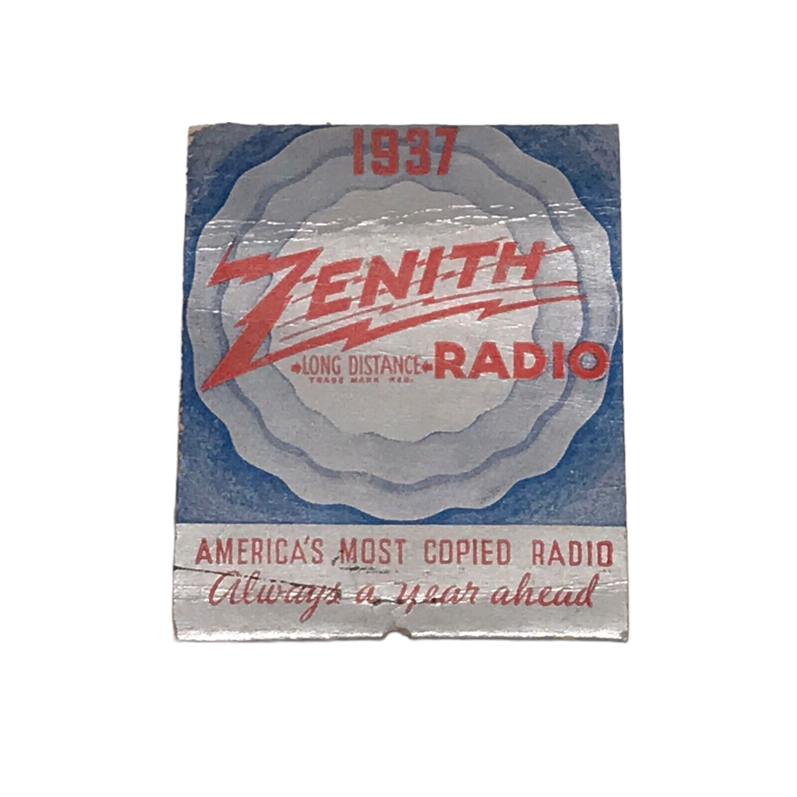 VINTAGE 1937 ZENITH RADIO ADVERTISING OVERSIZED MATCHBOOK DEALER PROMO