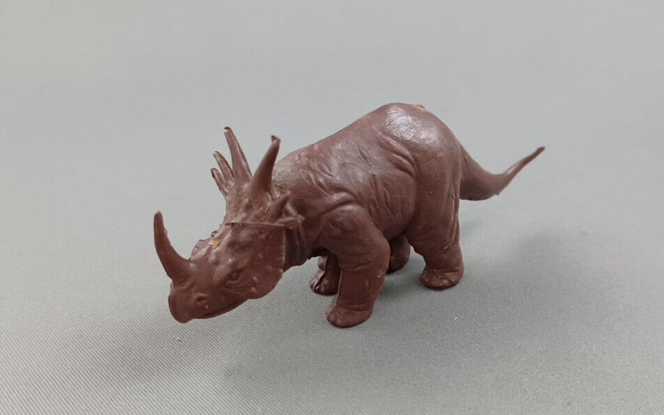 Marx Styracosaurus Vintage 1960s Prehistoric Playset Brown Plastic Dinosaur