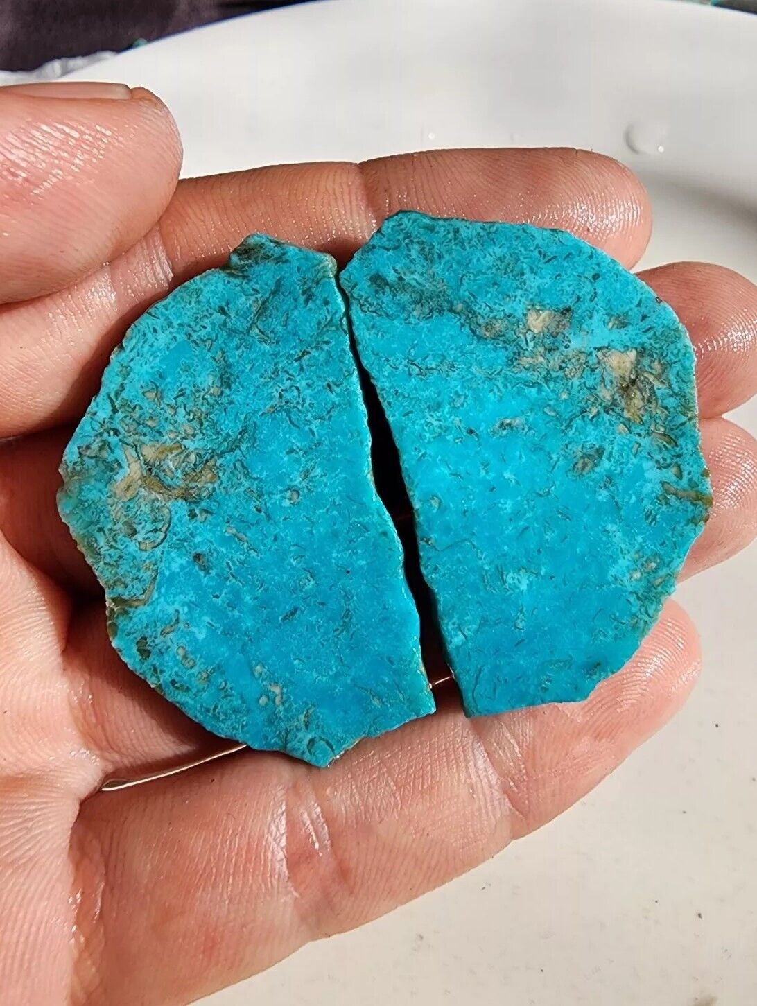Large Matching Pair 23.8 Grams Authentic Old Stock Kingman Turquoise Slabs