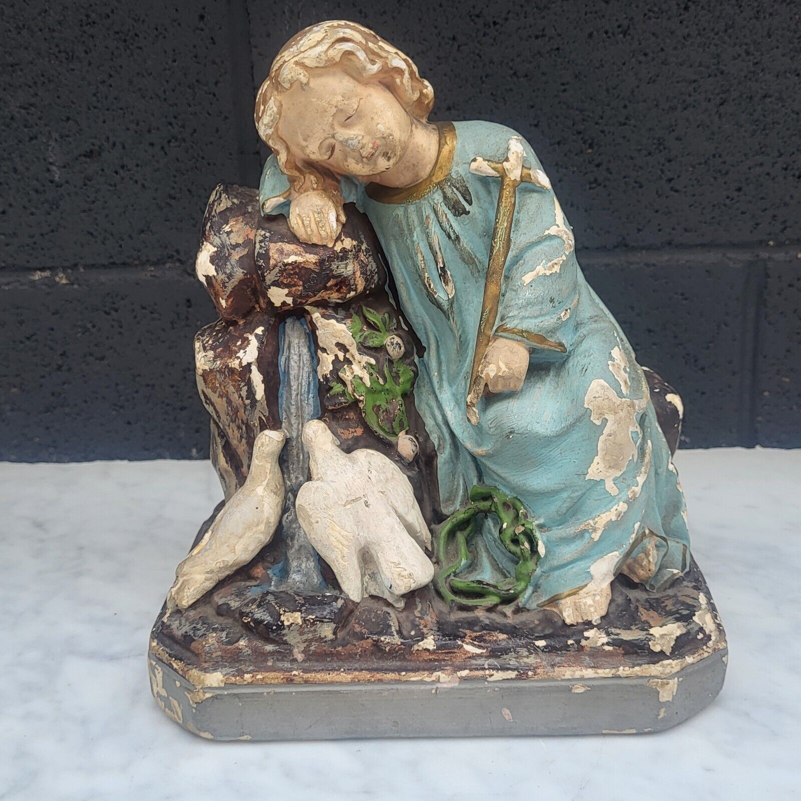 Antique Chalkware Christ Child Statue C.1921 Religious Sacred Artifact Catholic 