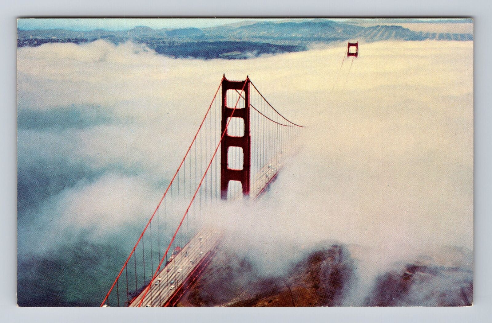 San Francisco CA- California, Golden Gate Bridge In The Fog, Vintage Postcard