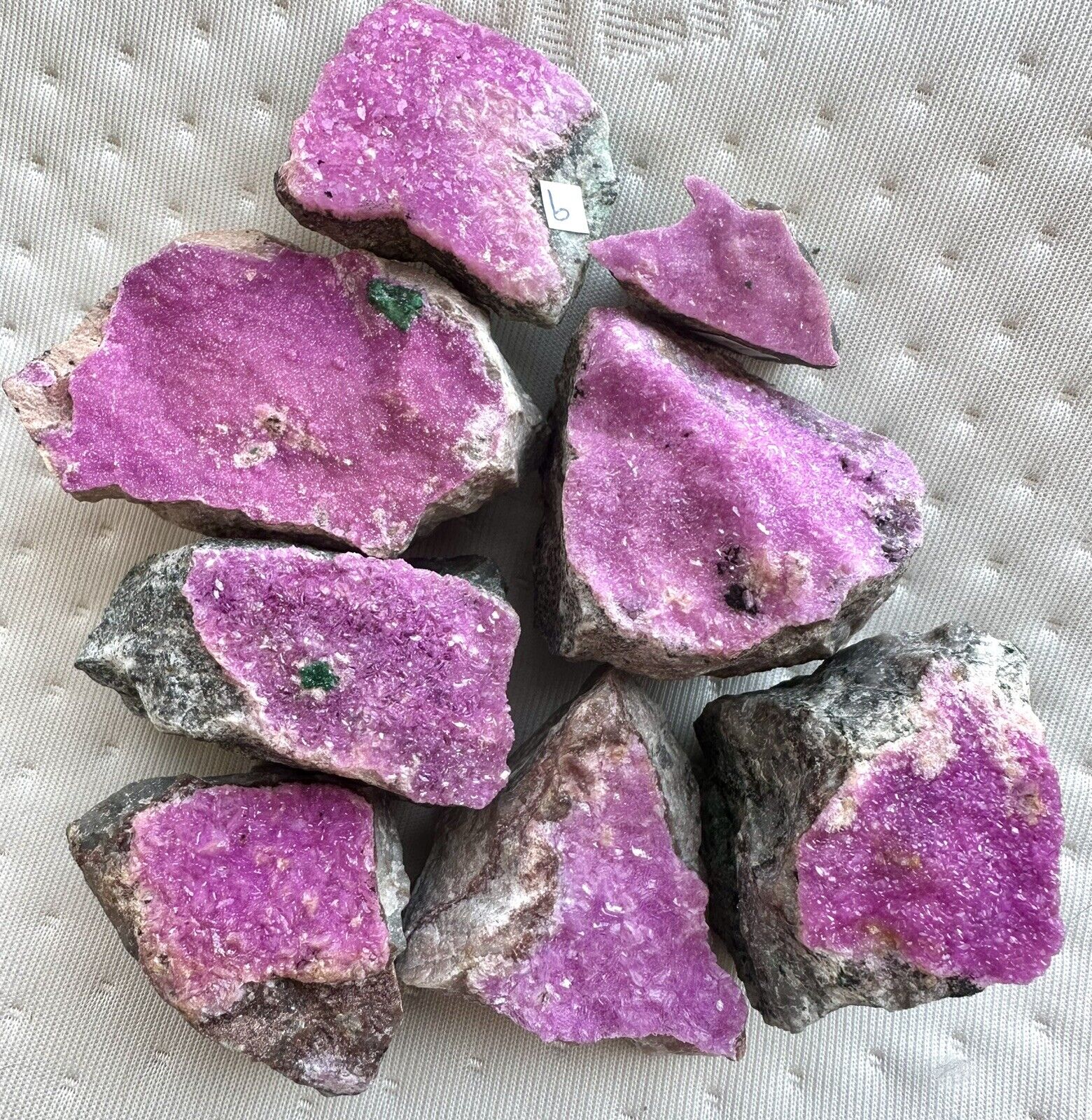 Pink Calcite Drusy Druzy Rough Specimen Lot Of 8 Pieces Totals 12.6oz/357g. LOOK
