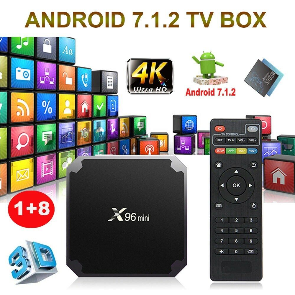 X96mini Android 7.1.2 Smart TV BOX 4K Amlogic S905W Quad Core 8GB HD WIFI Media