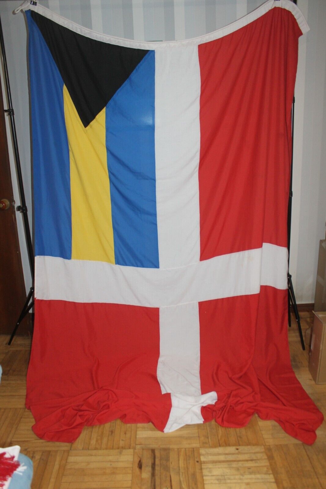 huge  original vintage Flag of the Bahamas Maritime Civil ensign cotton ship