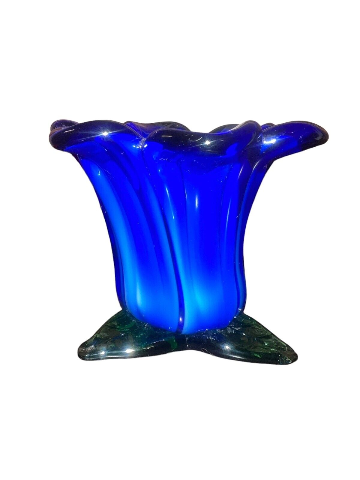 Ganz Cobalt Blue Glass Tulip Tealight Holder