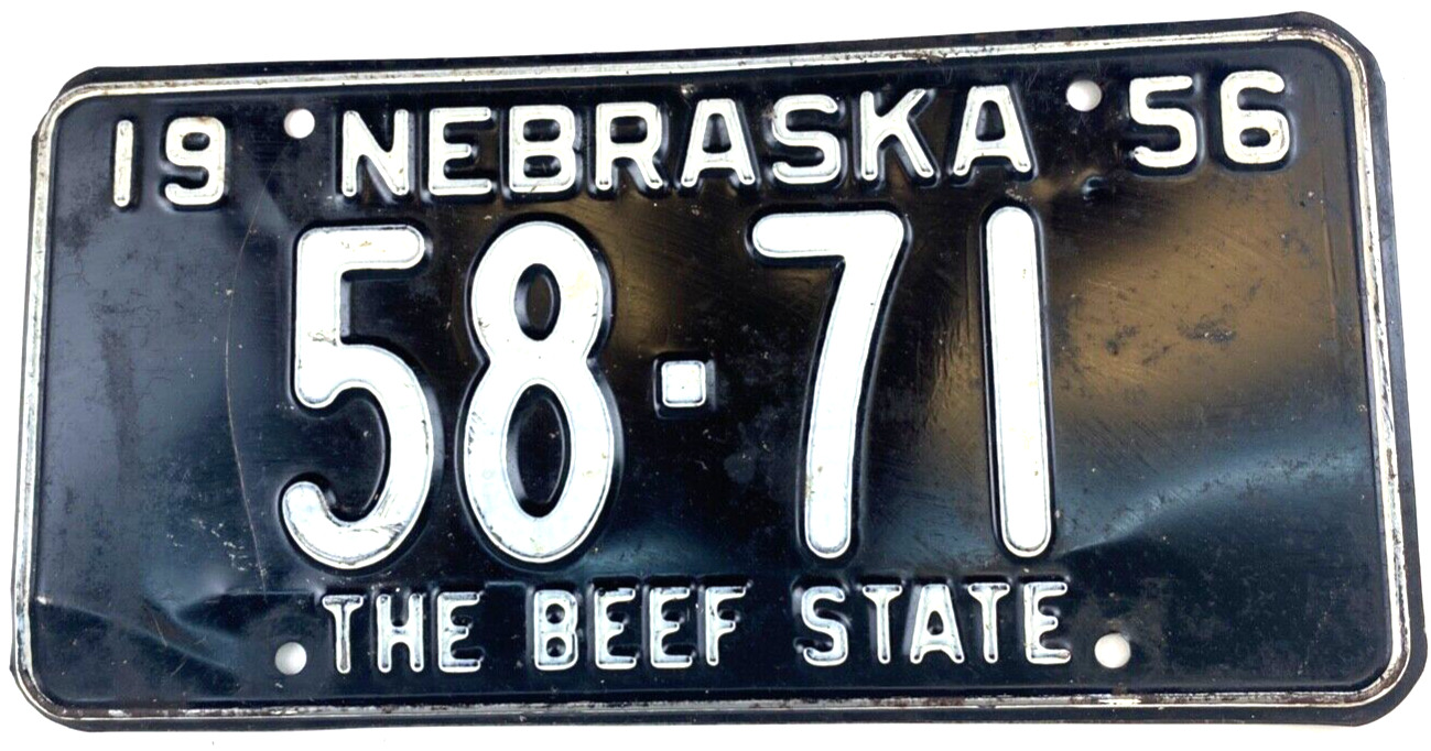 Vintage Nebraska 1956 Auto License Plate Nance Co Garage Wall Decor Collector