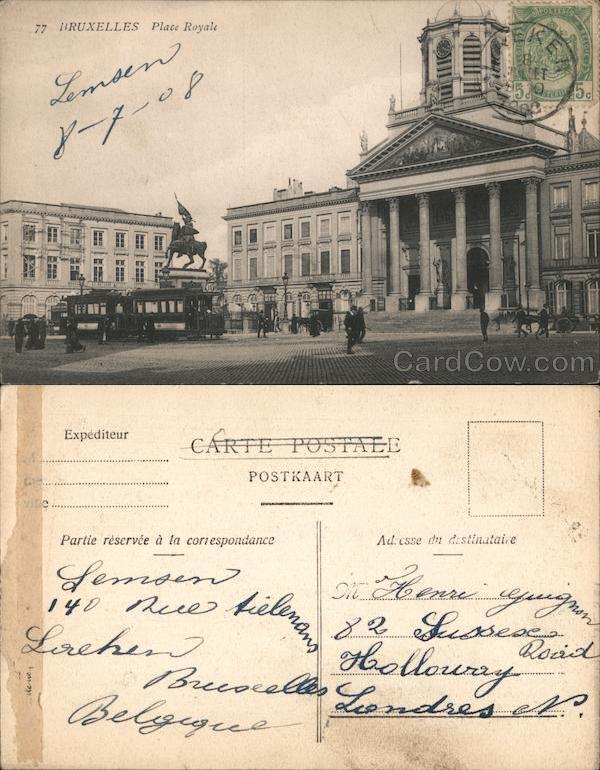 Belgium Brussels Place Royale 77 Bruxelles Philatelic COF Postcard Vintage