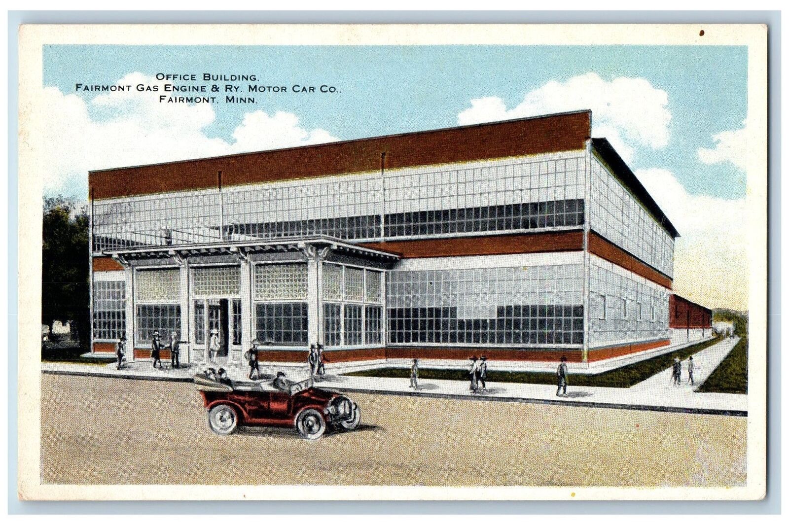c1920 Building Fairmont Gas Engine & Ry Motor Car Co Fairmont Minnesota Postcard