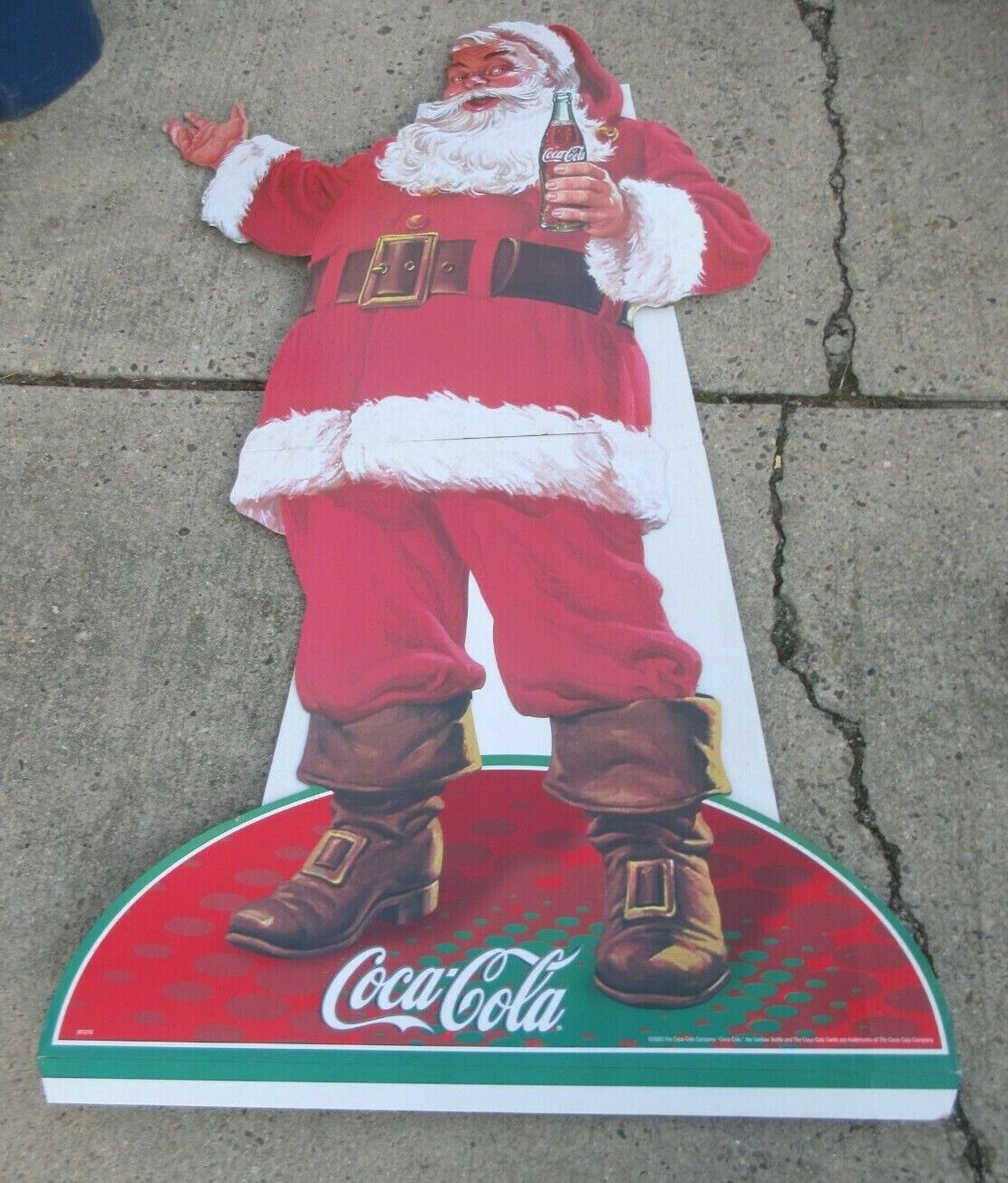  Vintage Coca Cola Santa w/ Bottle Christmas Cardboard Sign Advertisement C