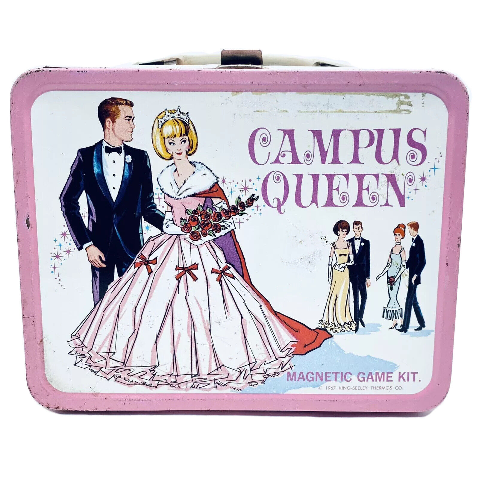 Vtg 1967 CAMPUS QUEEN Metal Lunch Box King-Seely Thermos Co. NO GAME/NO THERMOS