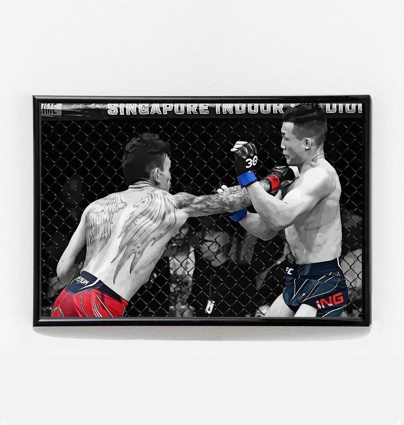 Max Holloway vs Korean Zombie Fight Poster Original Art UFC Singapore - NEW USA