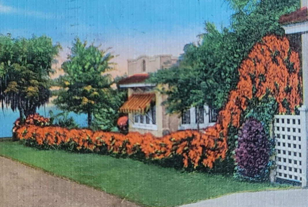 Postcard Poem Beautiful Florida Come Romp & Play House Exterior View VTG c1937