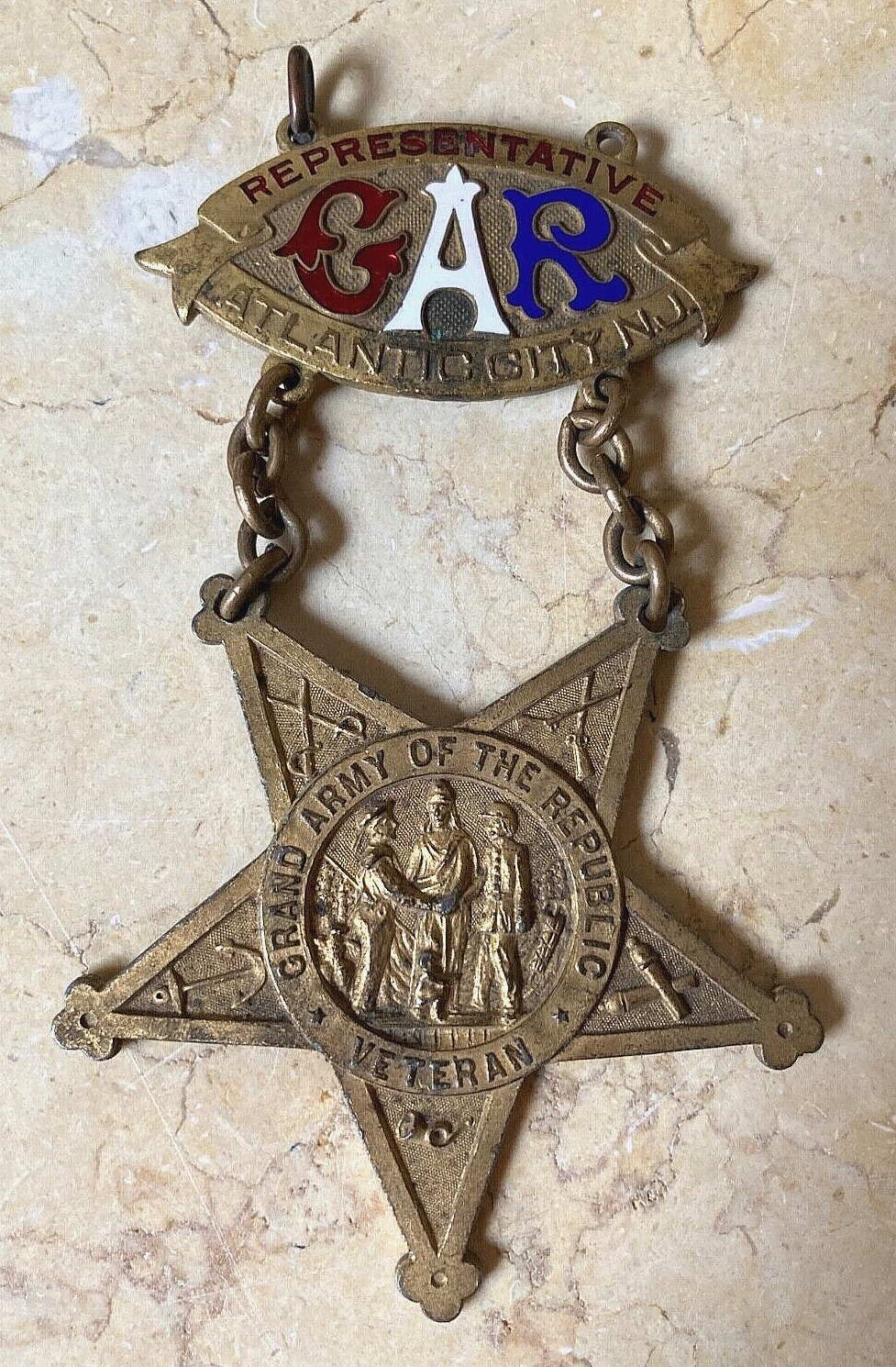 ORIGINAL RARE  U.S. CIVIL WAR G.A.R. 44th ENCAMPMENT ATLANTIC CITY 1910 MEDAL