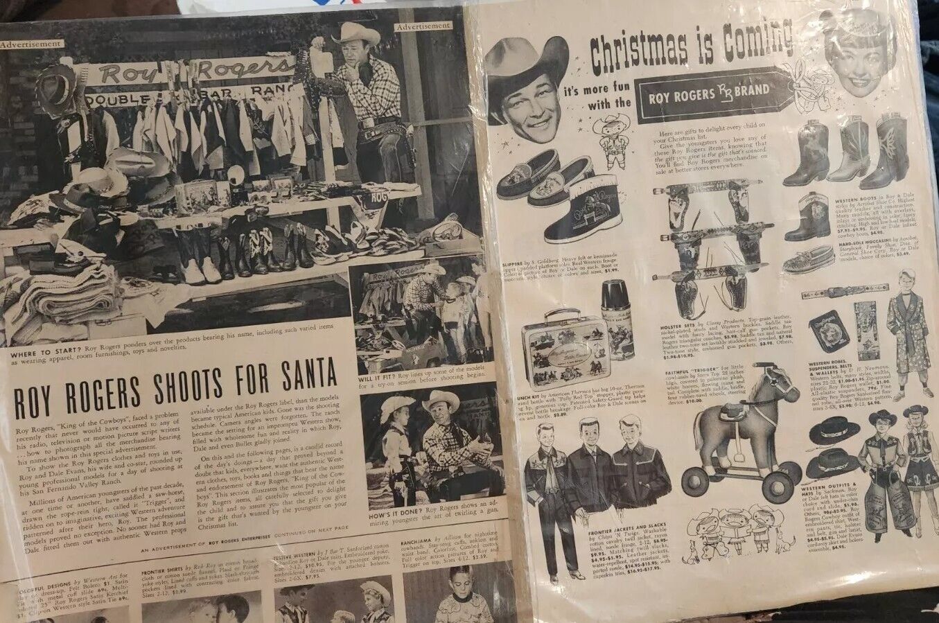 1953 PAPER ADS Lone Ranger Roy Rogers  Sales Advertisemnt 4pgs Christmas santa 