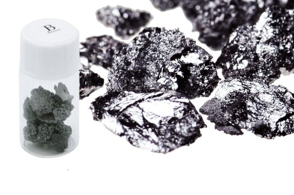 10 grams Boron crystals 99.99% B element Bullion In Labelled Glass vial RARE