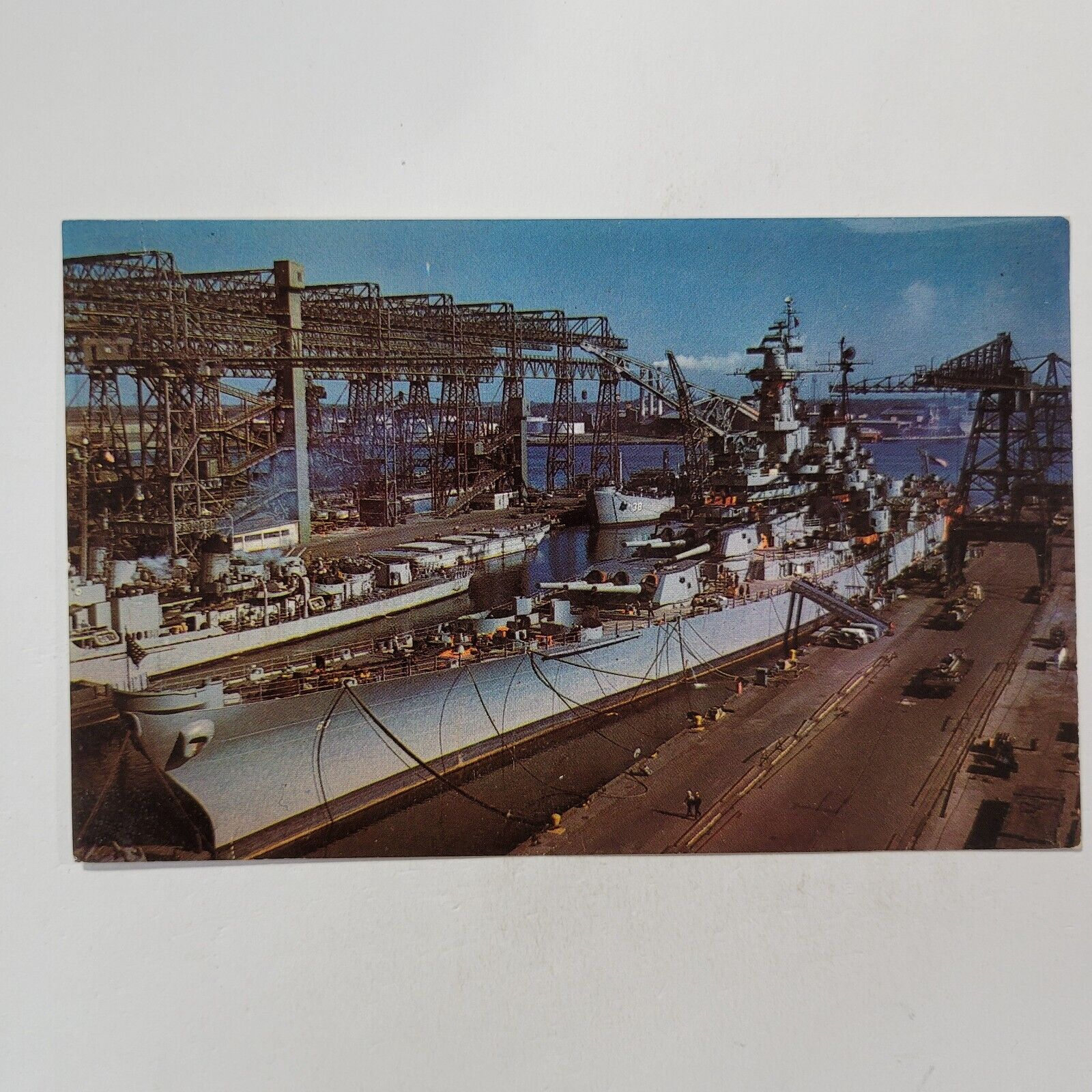 Battle Wagon Norfolk Navy Yard Portsmouth Virginia Naval Postcard Chrome Ship