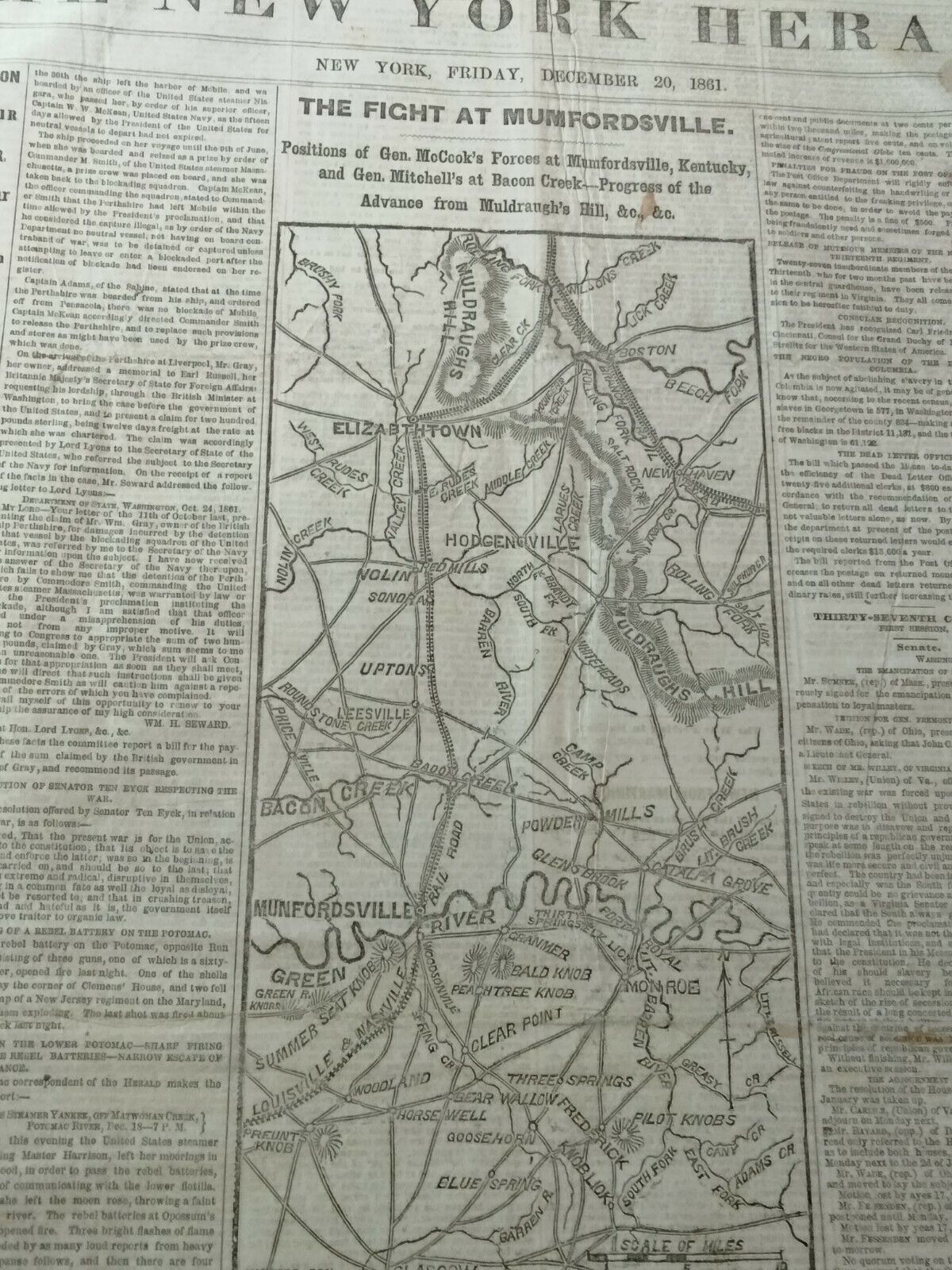Civil War Newspapers- BRILLIANT VICTORY AT MUMFORDSVILLE, KY, POINT OF THE ROCKS