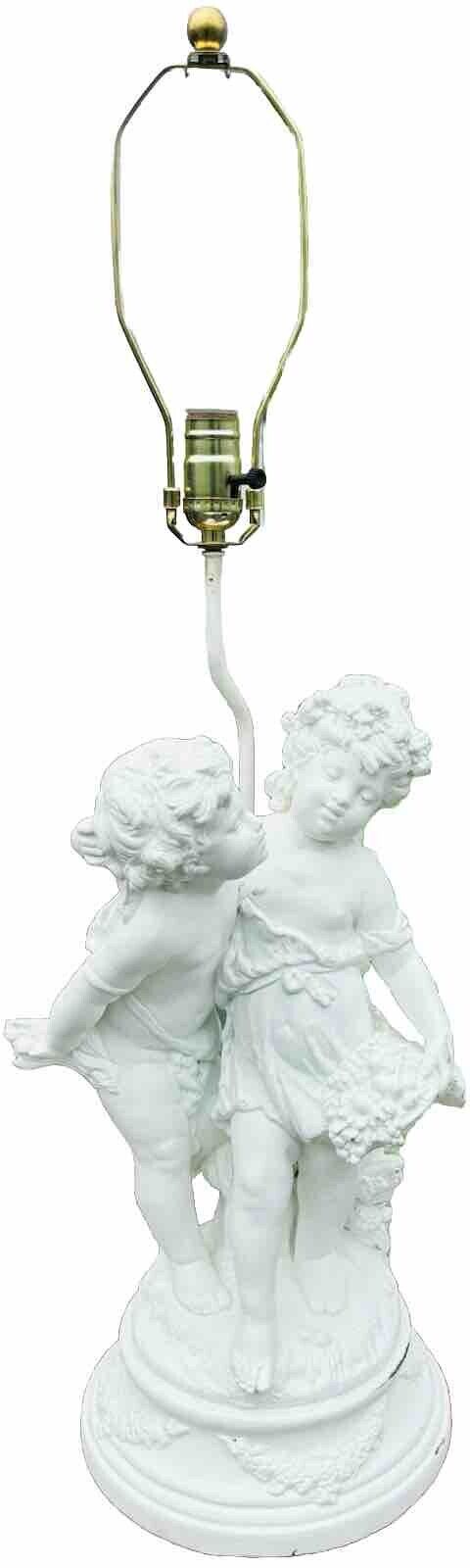 33.5” VINTAGE BISQUE CHILDS LOVE TABLE LAMP