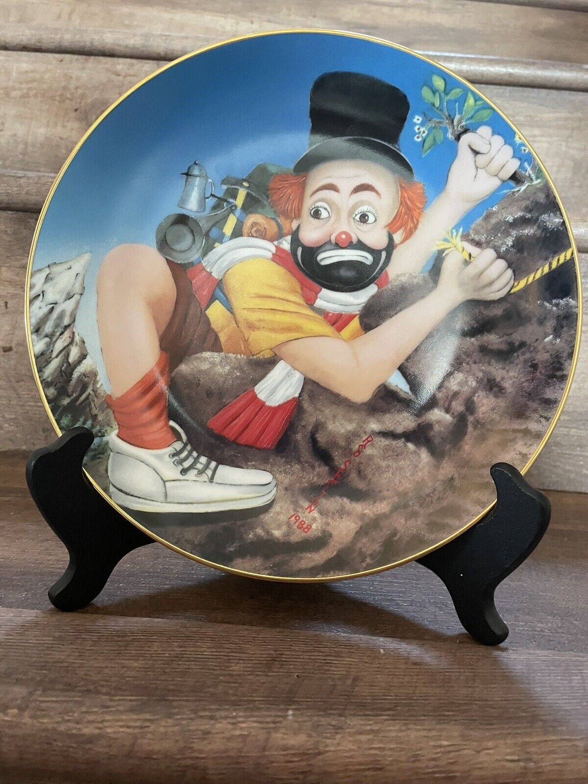 Red Skelton HAND SIGNED The Cliffhanger 1988 ARMSTRONG PORCELAIN PLATE AUTOGRAPH