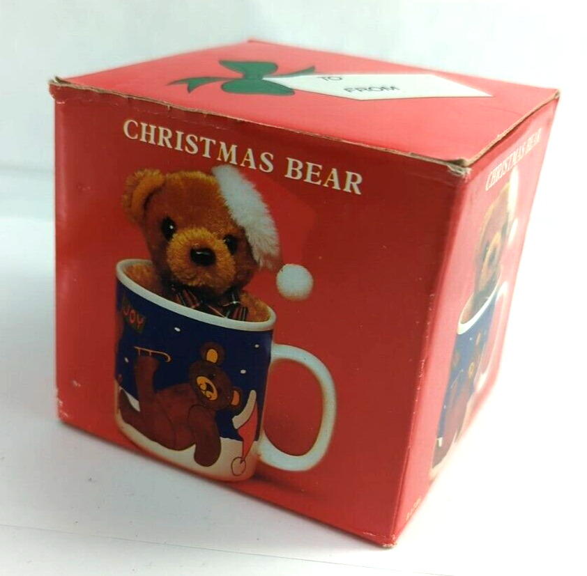 Vintage NIB: Grant Howard Christmas Bear Mug, W/ Plush Bear Inside #1756 CUTE