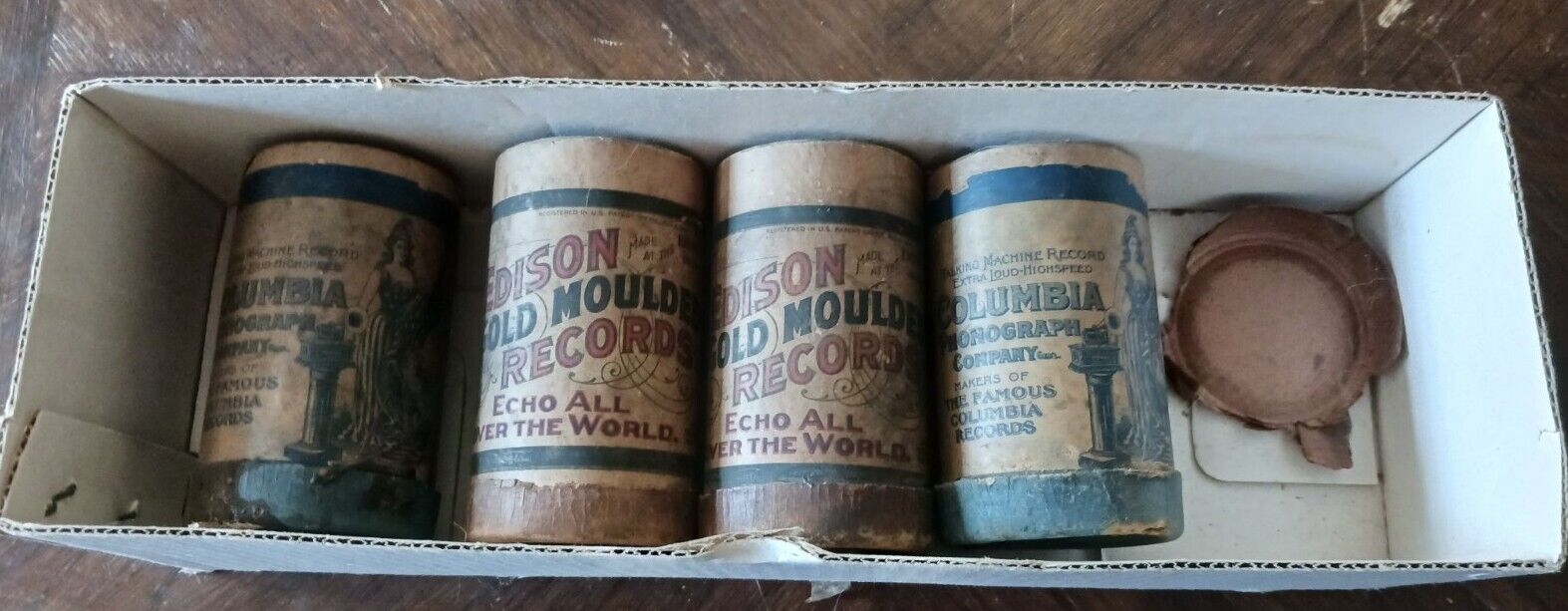 Antique 1904 Edison Gold Moulded Records \