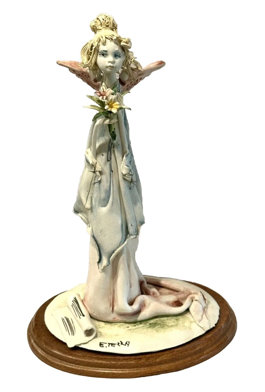E. Tezza Porcelain Figurine - Fairy With Flowers In Hand  #763 Italy