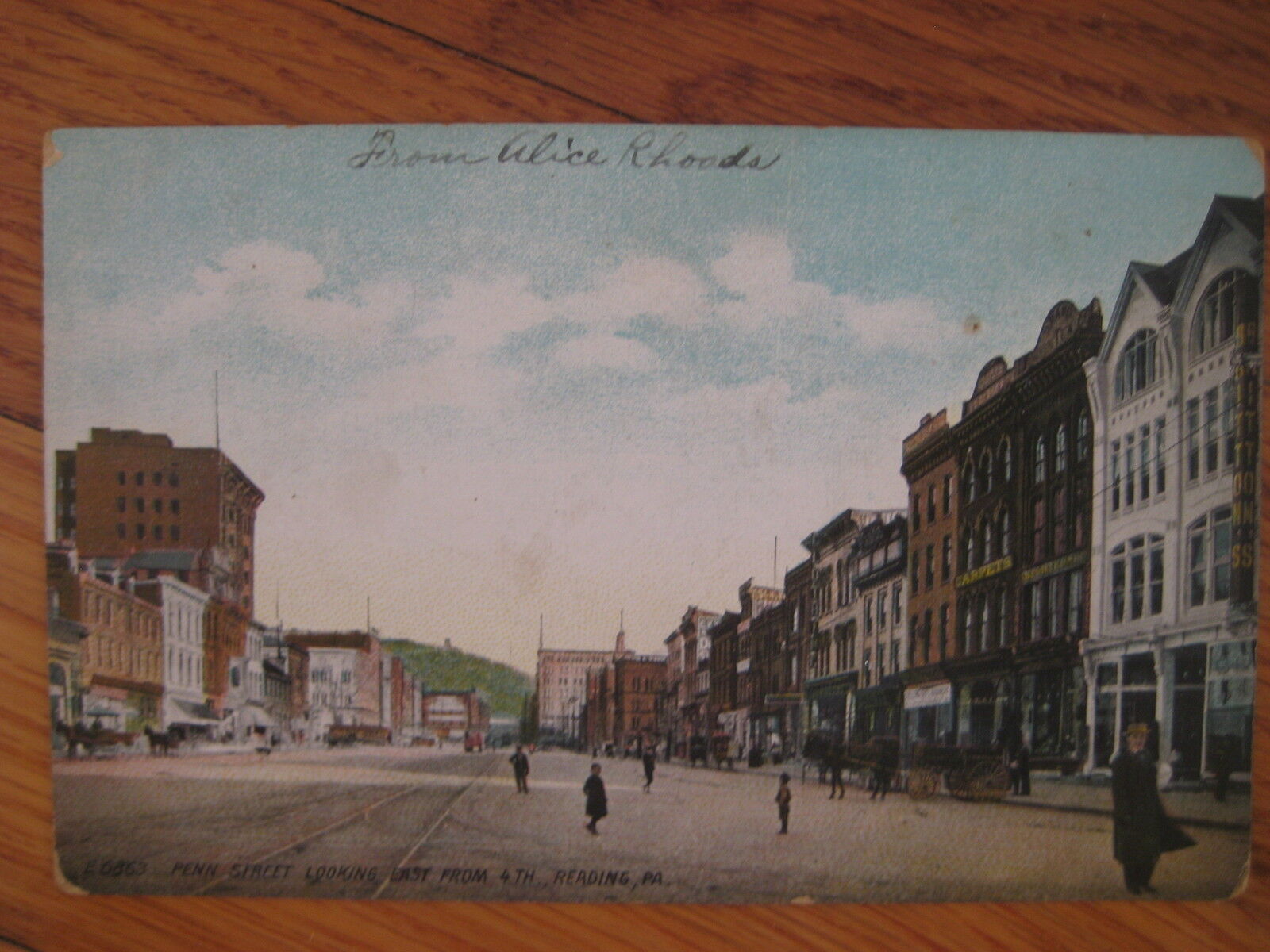 vintage Penn Street Looking East from 4th Reading PA POSTCARD antique photo card