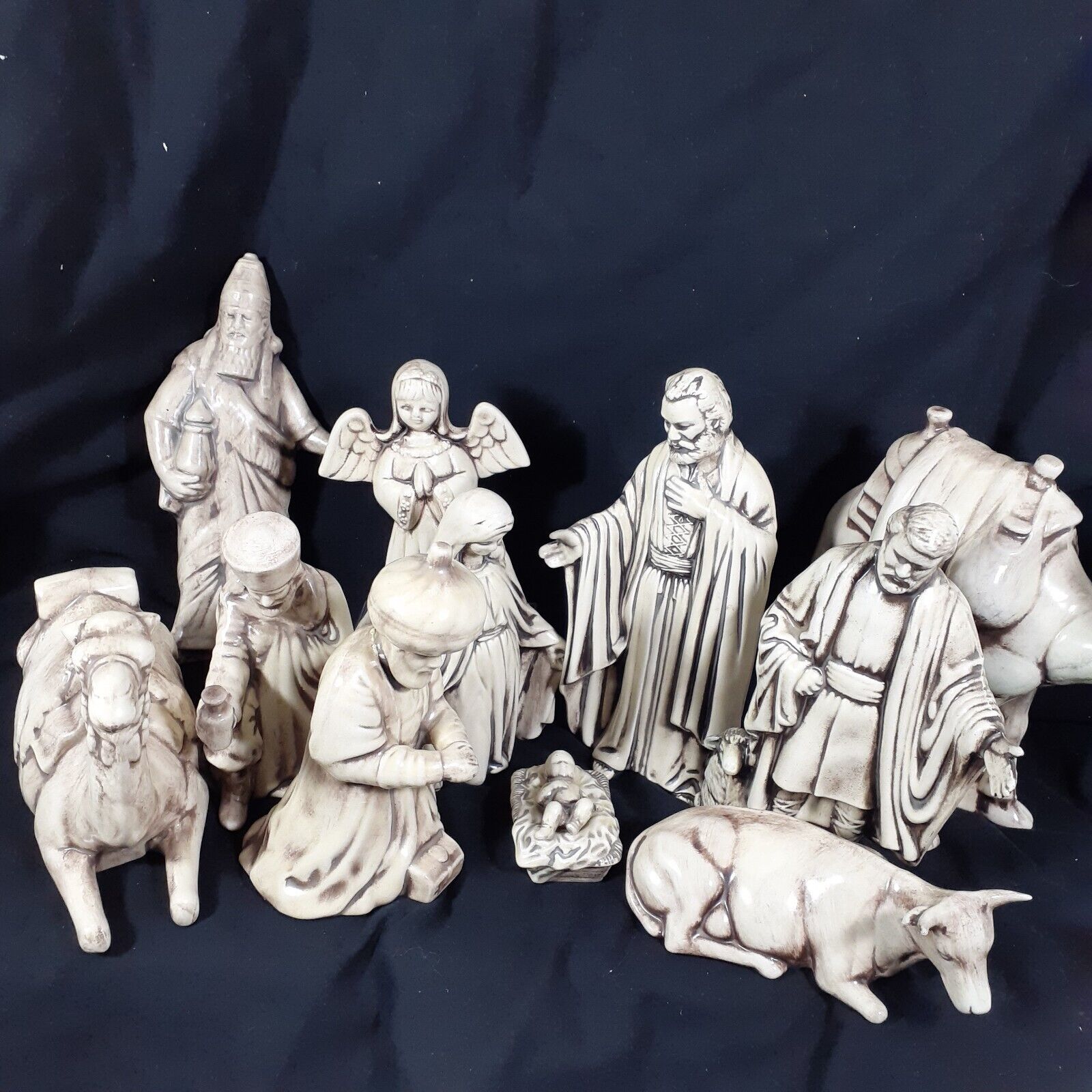 Vintage 10 Pieces Nativity Set Christmas Creche Manger Figurines 1979 Creme 9 In