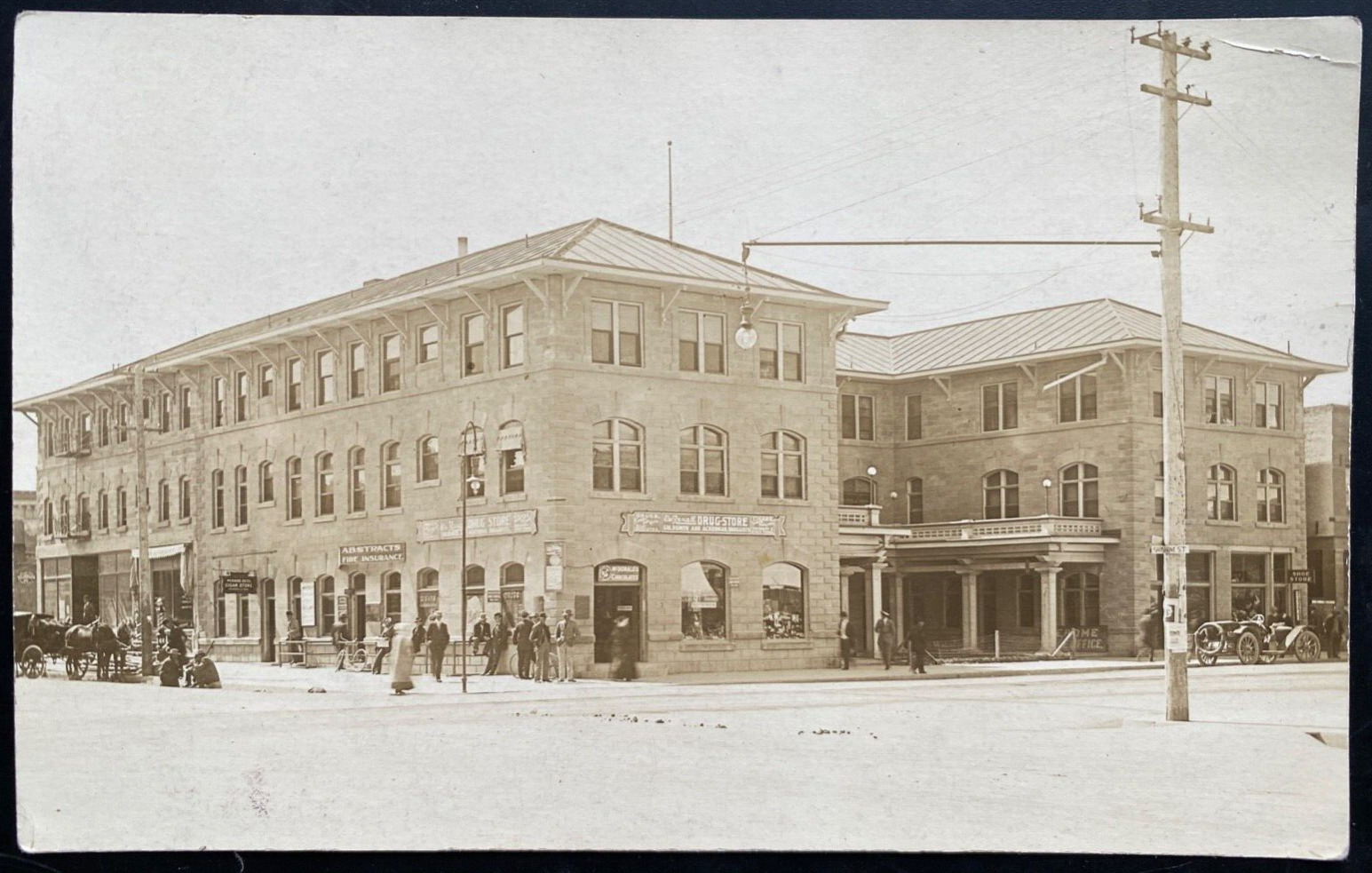 1909 RPPC - TWIN FALLS, IDAHO - PERRINE HOTEL real photo postcard STREET SCENE