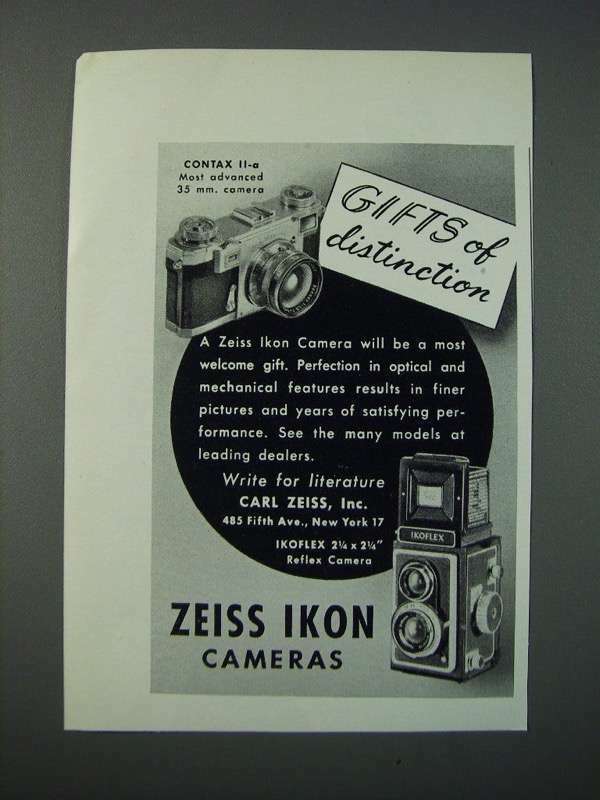 1952 Zeiss Ikon Contax II-a and Ikoflex cameras Ad - Gifts of Distinction