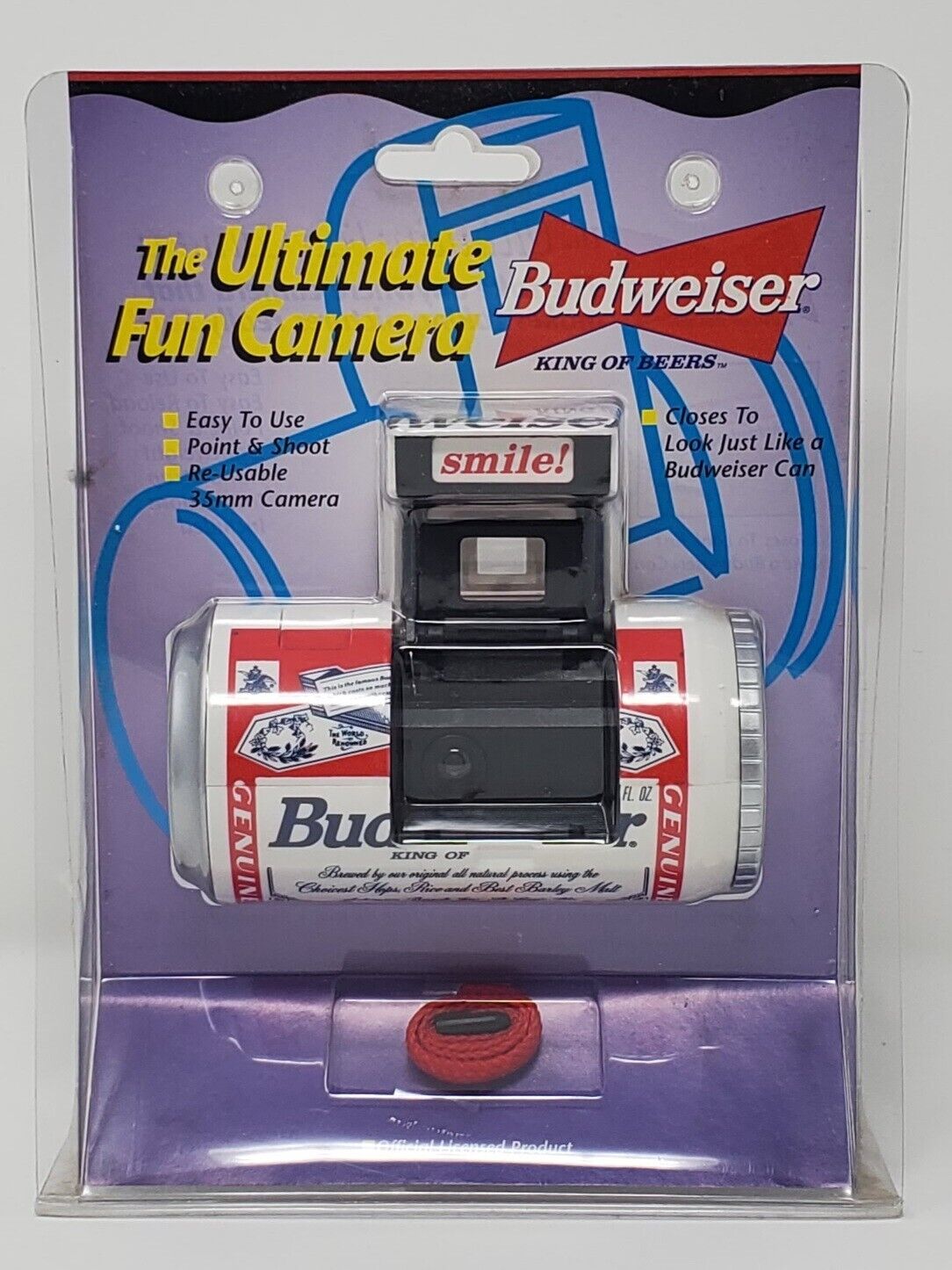Vintage Budweiser Ultimate Fun Beer Can Camera 1998 35mm Reusable NOS