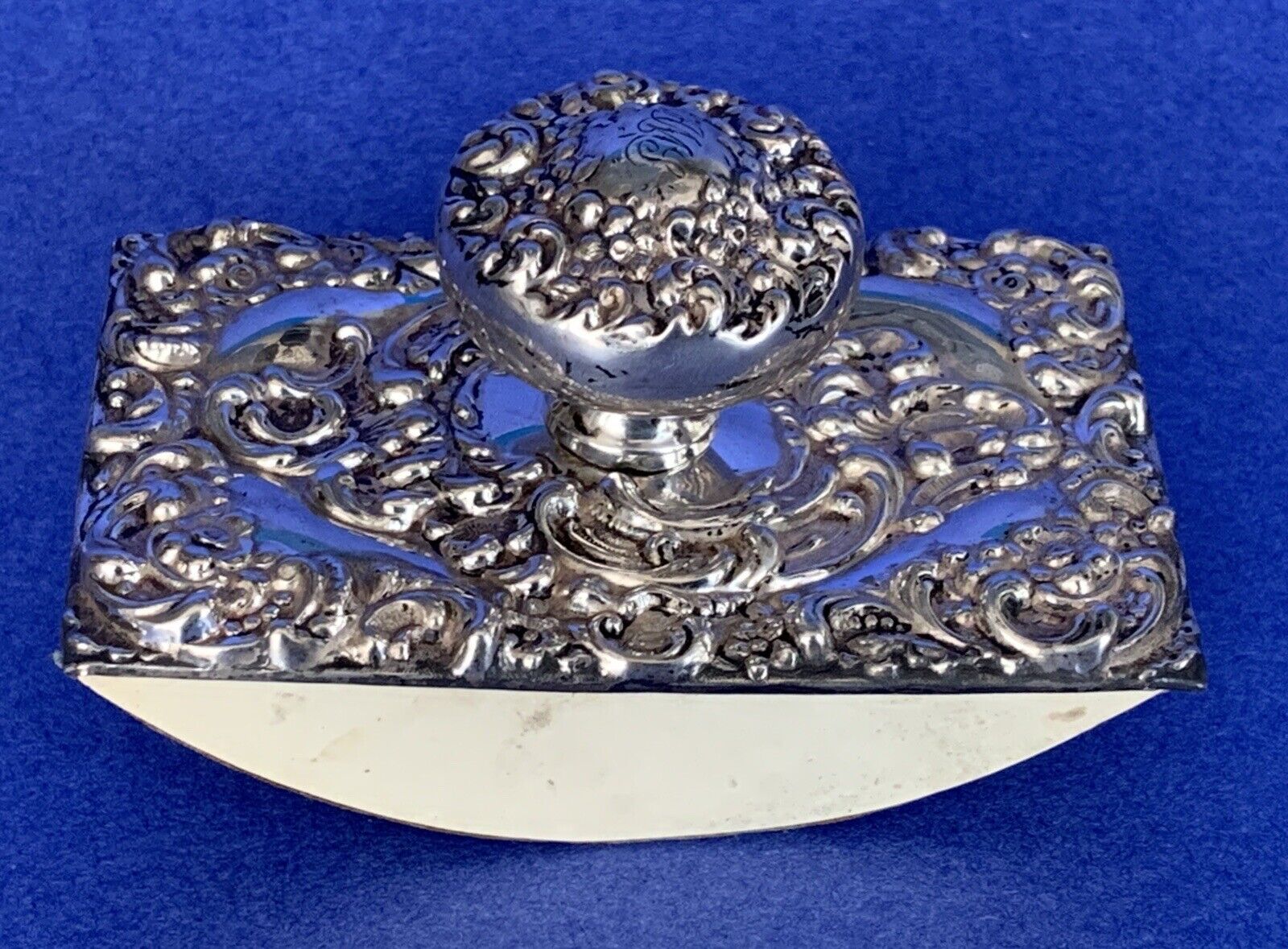 ANTIQUE-UNGER BROS.-STERLING SILVER-ROCOCO-REPOUSSE-INK BLOTTER-EXCELLENT