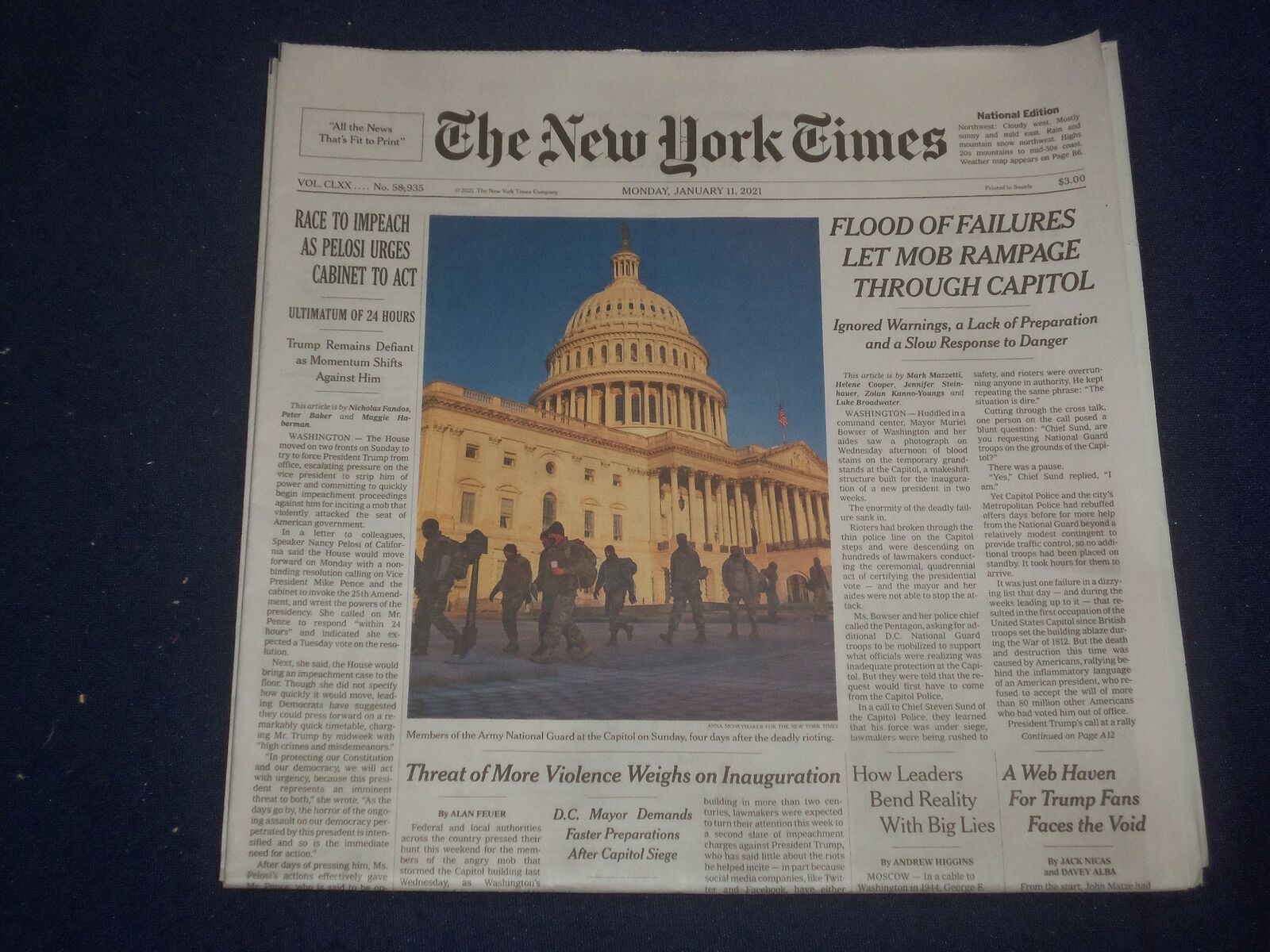 2021 JANUARY 11 NEW YORK TIMES-FLOOD OF FAILURES LET MOB RAMPAGE THROUGH CAPITOL