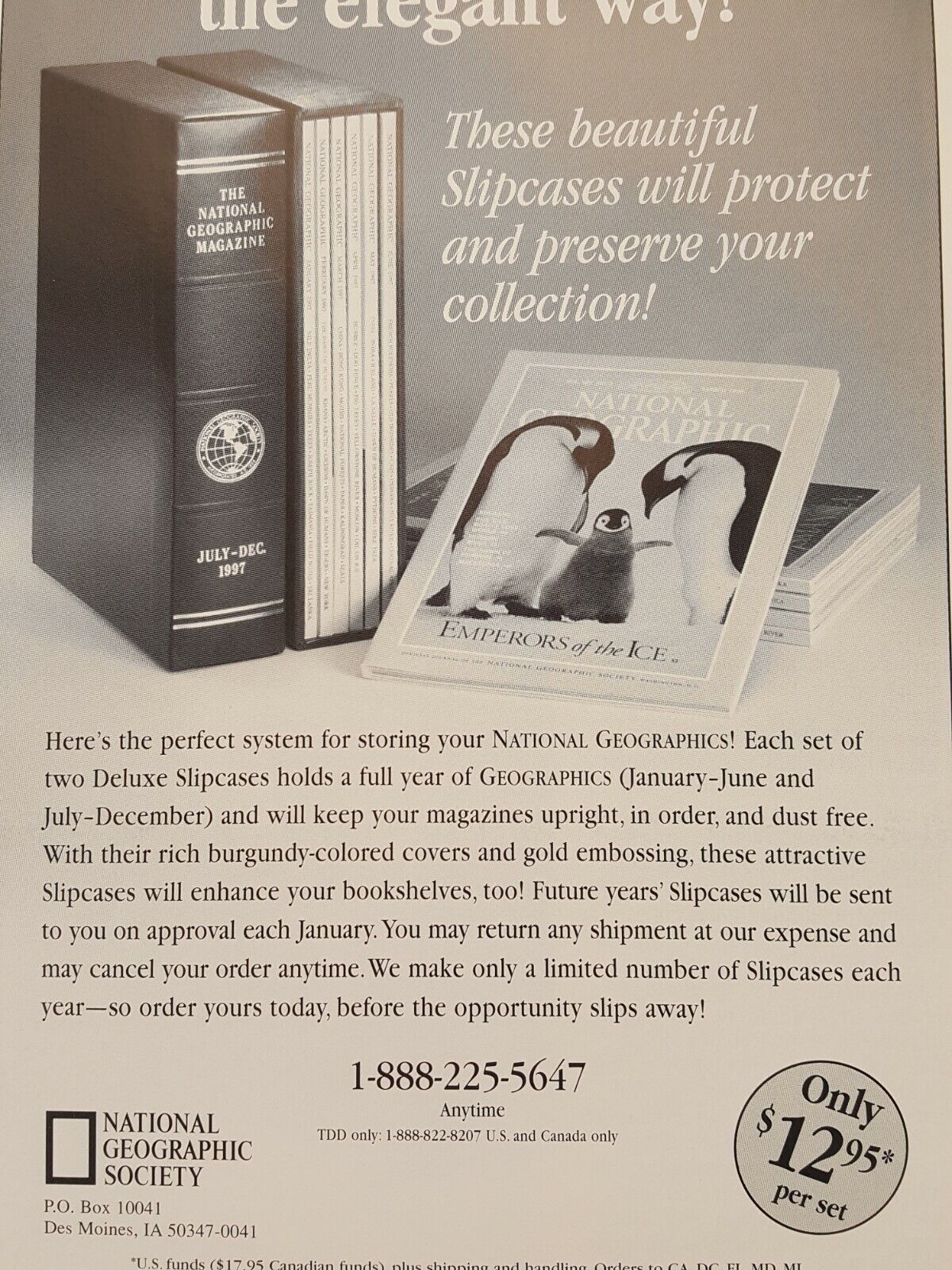 Print Ad National Geographic Magazine Deluxe Slipcases 1999 Advertising