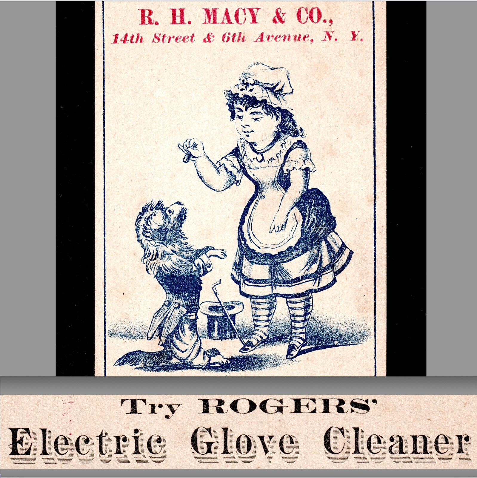 R.H. Macy New York Rogers Electric Glove Cleaner Brooklyn Victorian Trade Card