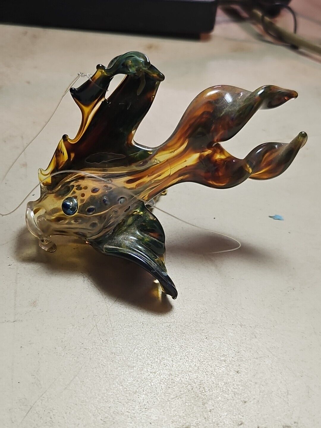 Vtg Miniature Hand Blown Multicolor Goldfish Fish Art Glass Ornament Figurine #1