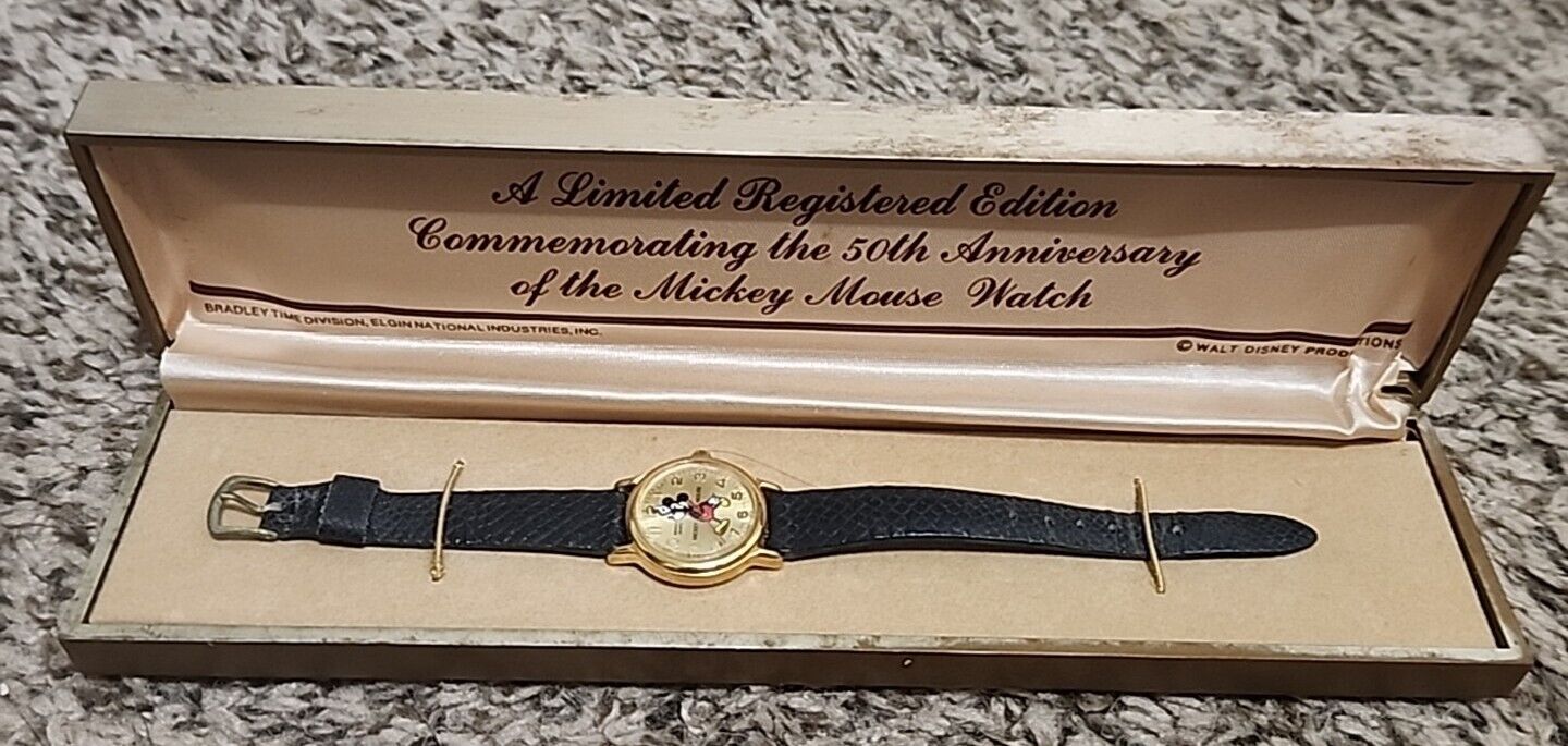 Vintage Bradley Mickey Mouse 50 Years Of Time With Mickey Watch L4356 1983