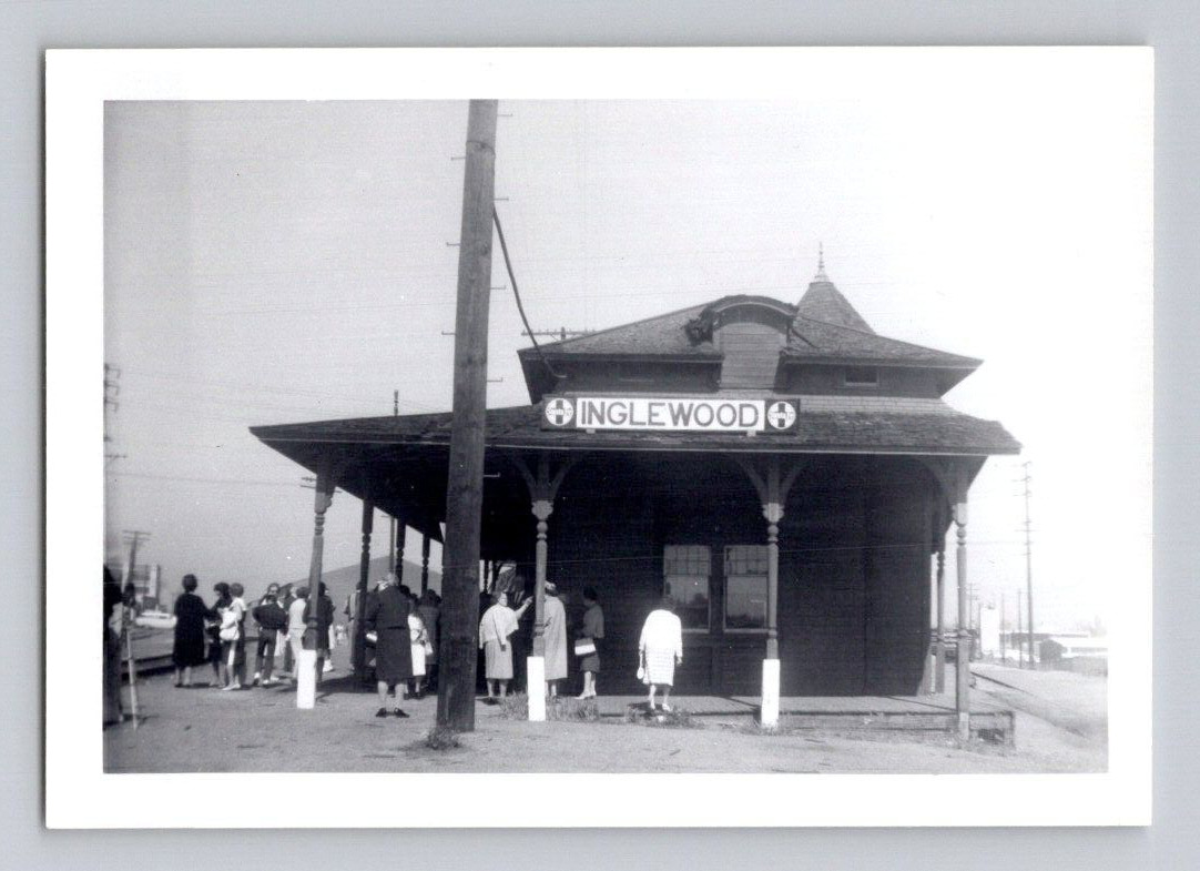 ORIG. 1950'S. INGLEWOOD, CA. TRAIN DEPOT. 3.5X5 TRAIN PHOTO